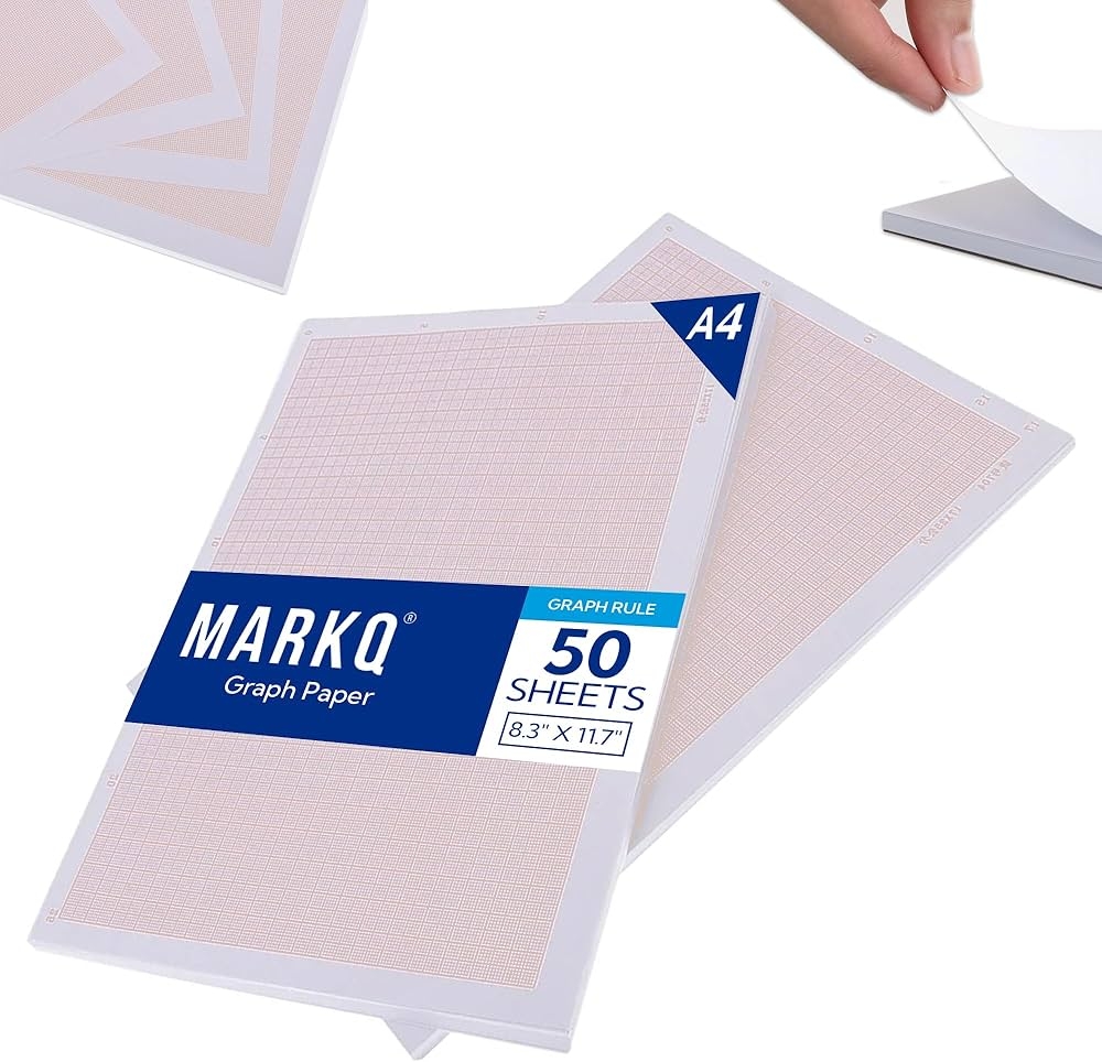 MARKQ Graph Paper Pad A4 Squared Grid Paper Book For Mathematics 