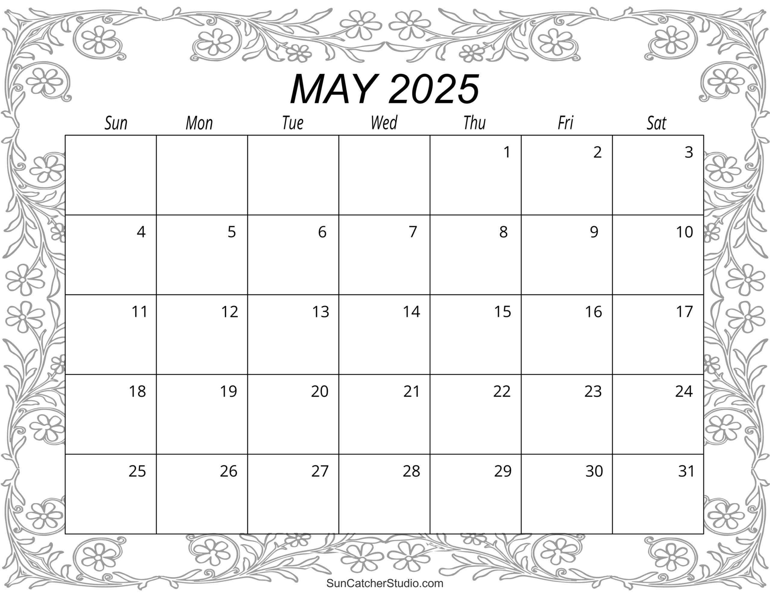 May Blank Printable Calendar
