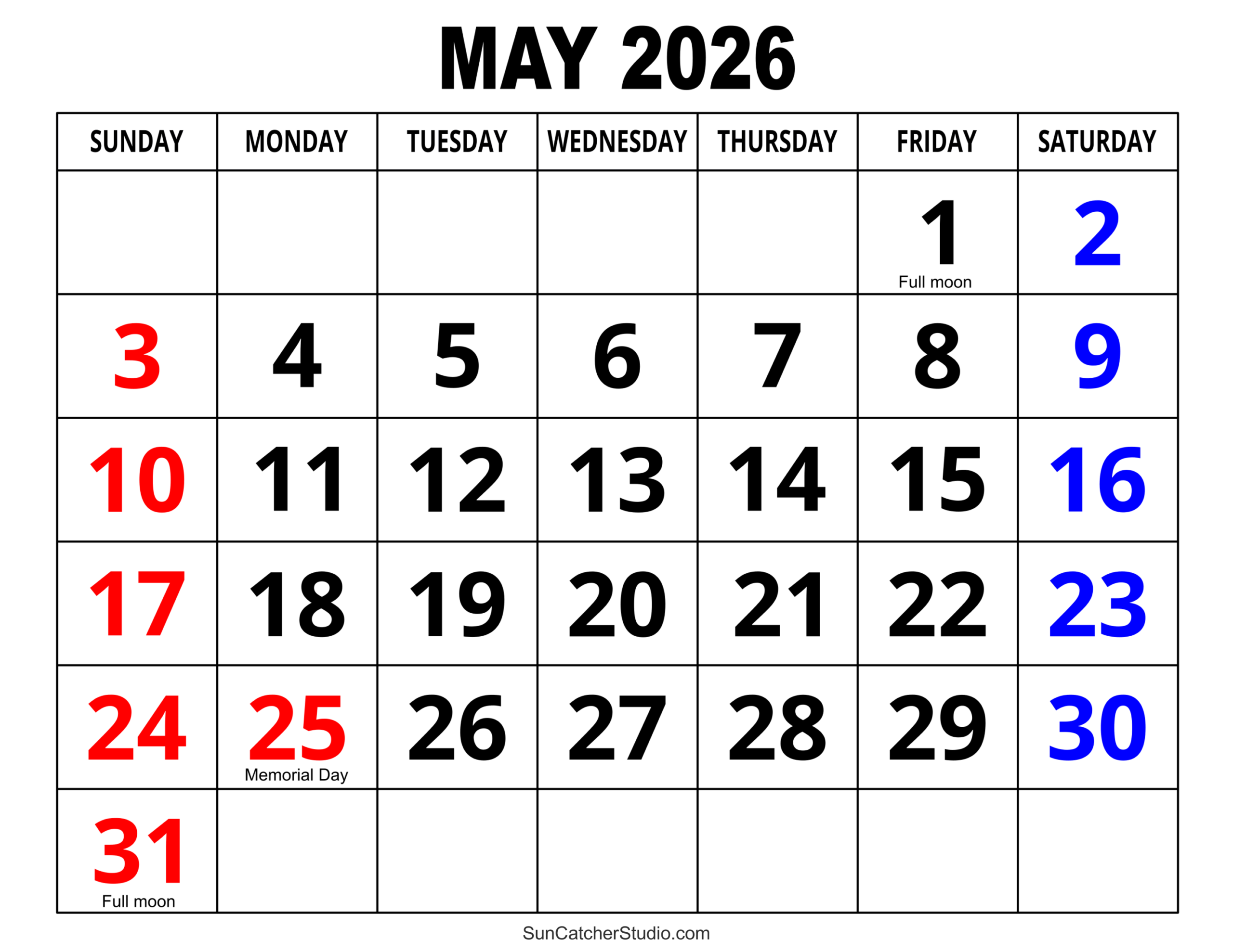 May 2026 Calendar Free Printable Free Printables Lettering 