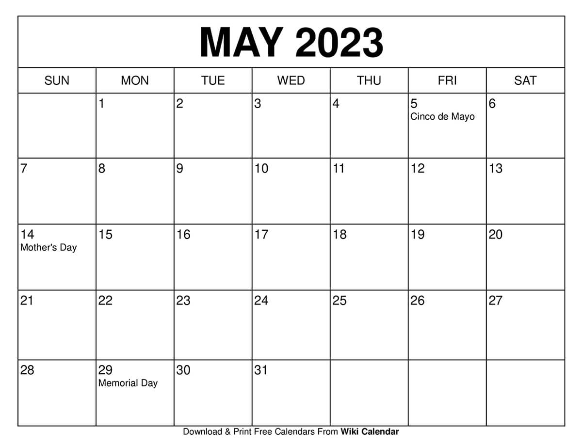 May 2026 Calendar Printable Templates amp More