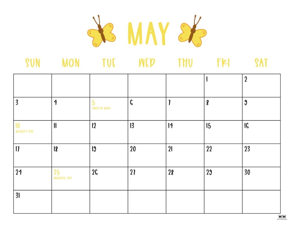 Free May Calendar 2026 Printable