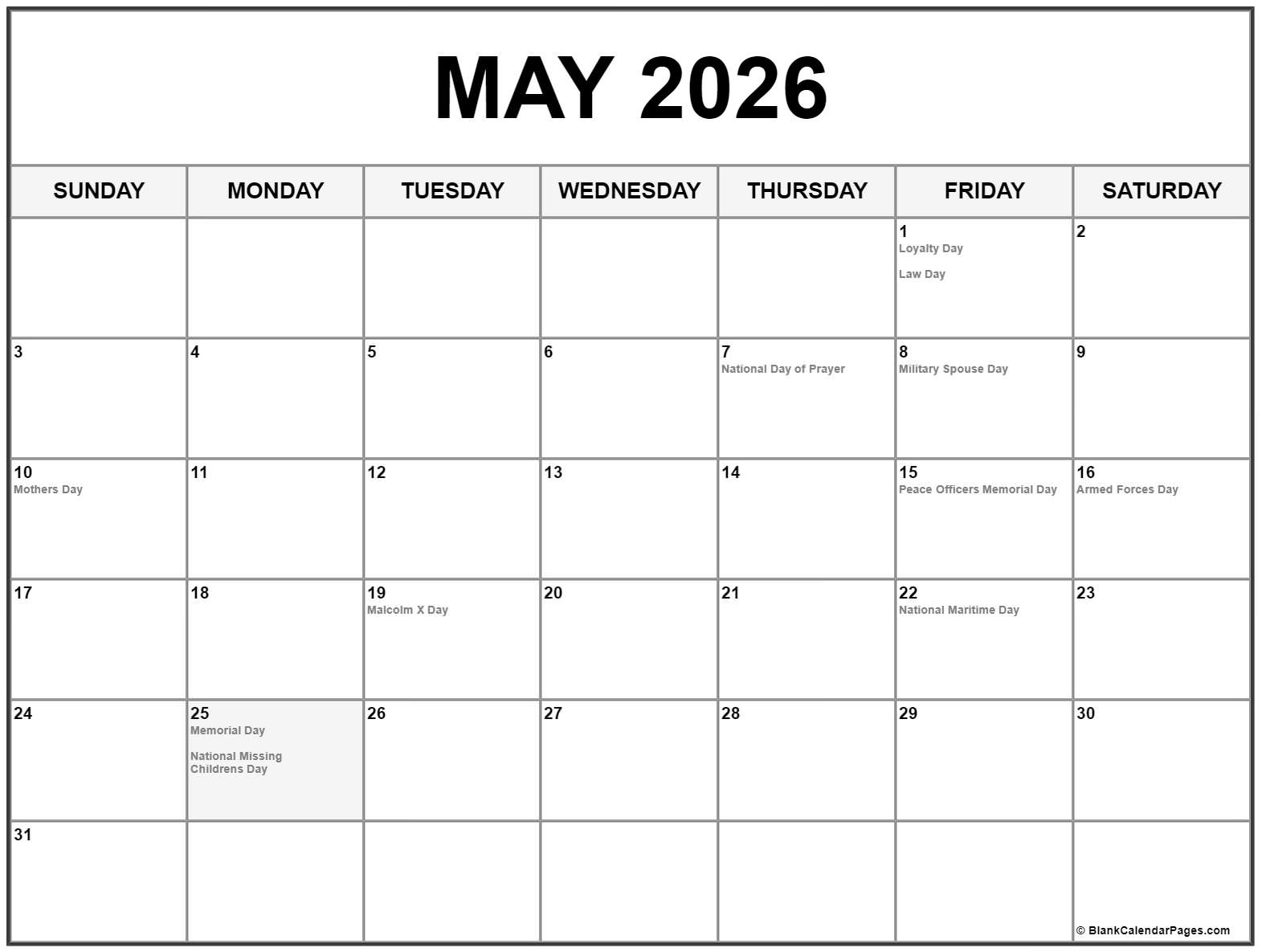 May 2026 Calendar With Holidays Canada