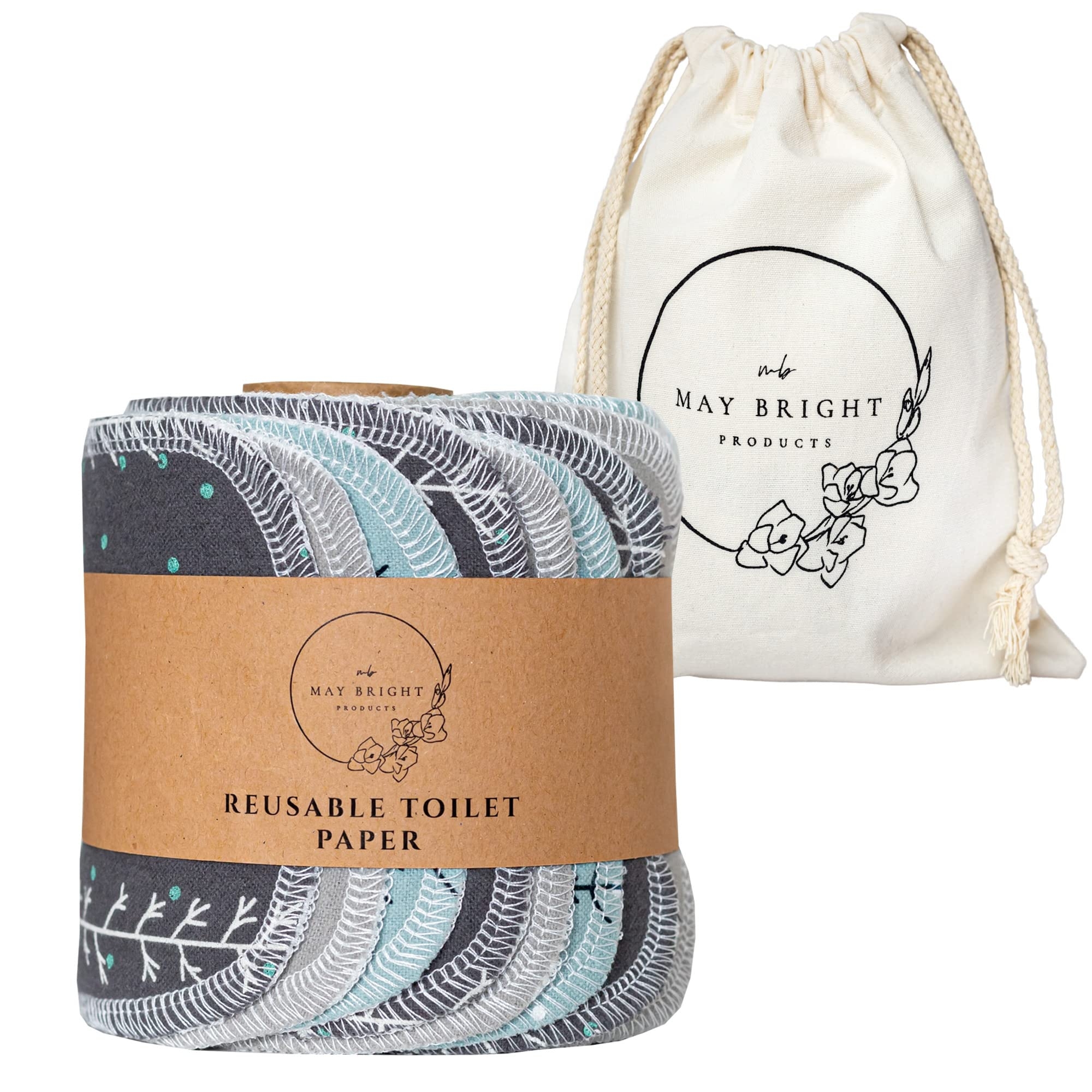 May Bright Reusable Toilet Paper With Washable Linen Bag Reusable 