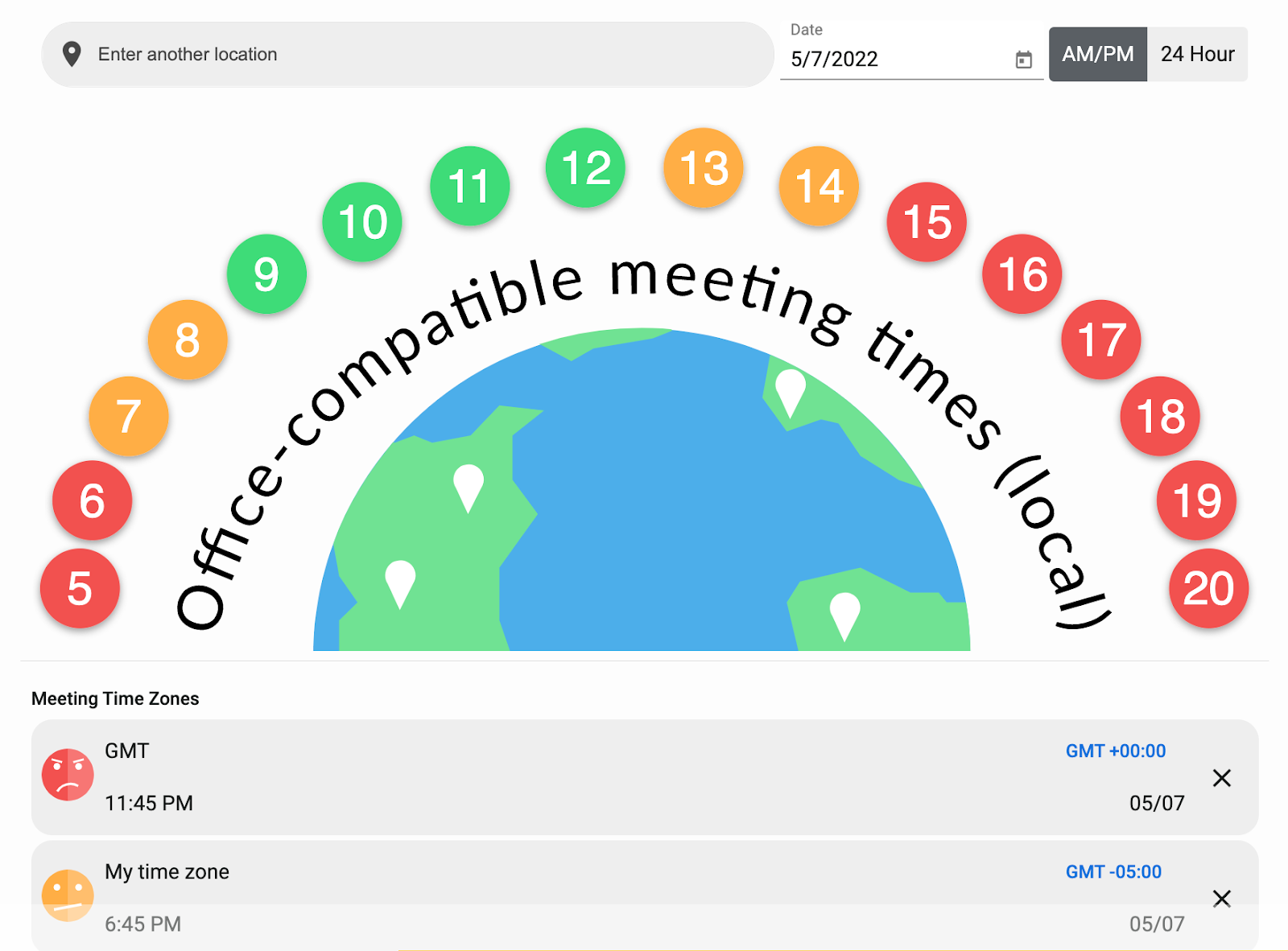 Meeting Time Zone Planners Schedule Across Time Zones Clockwise