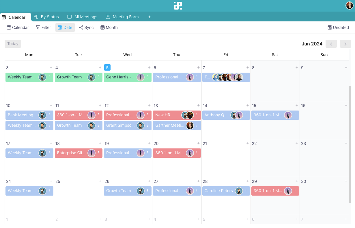 Meetings Calendar Template Infinity