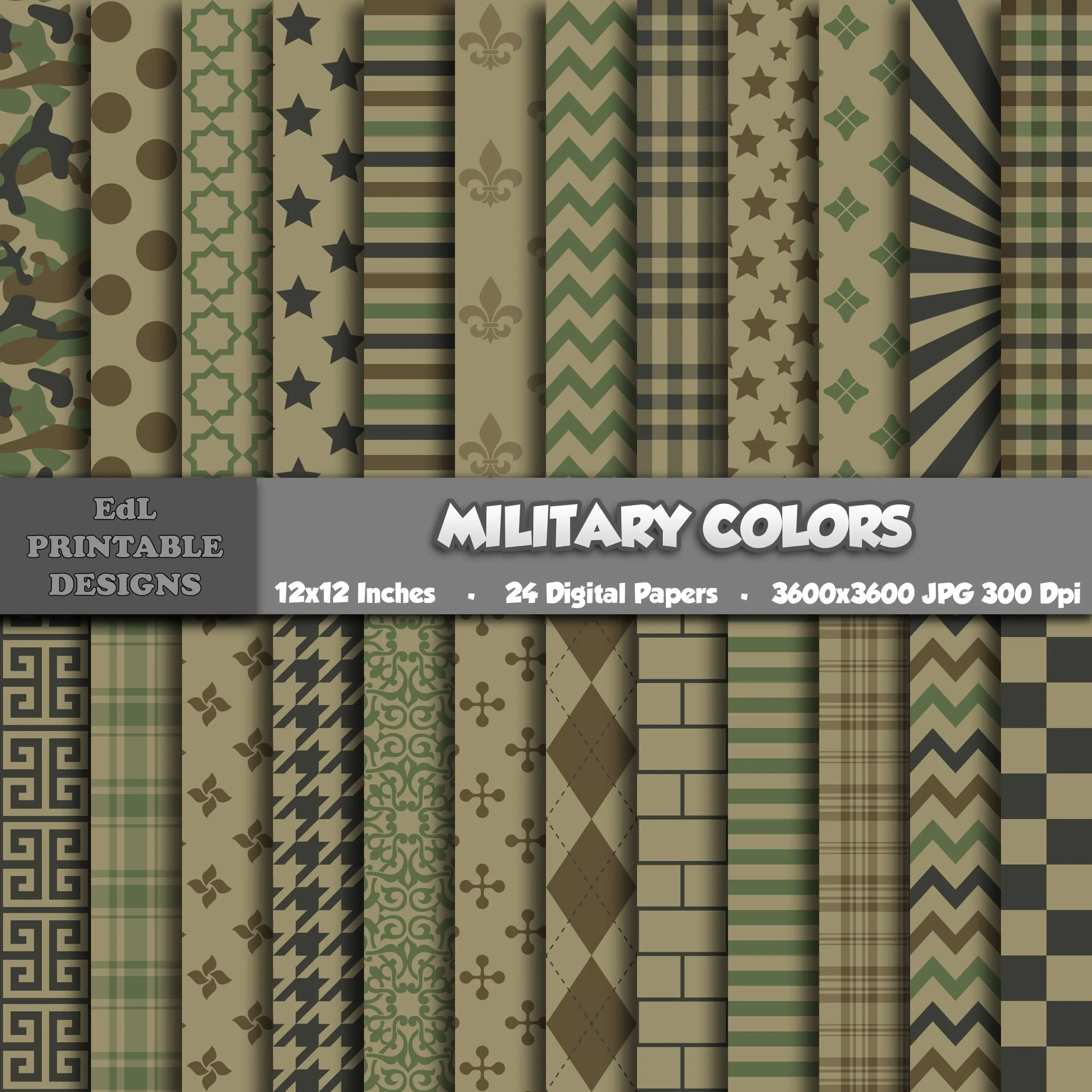 Milit r Camouflage Digital Paper Pack Soldat Sammelalbum 