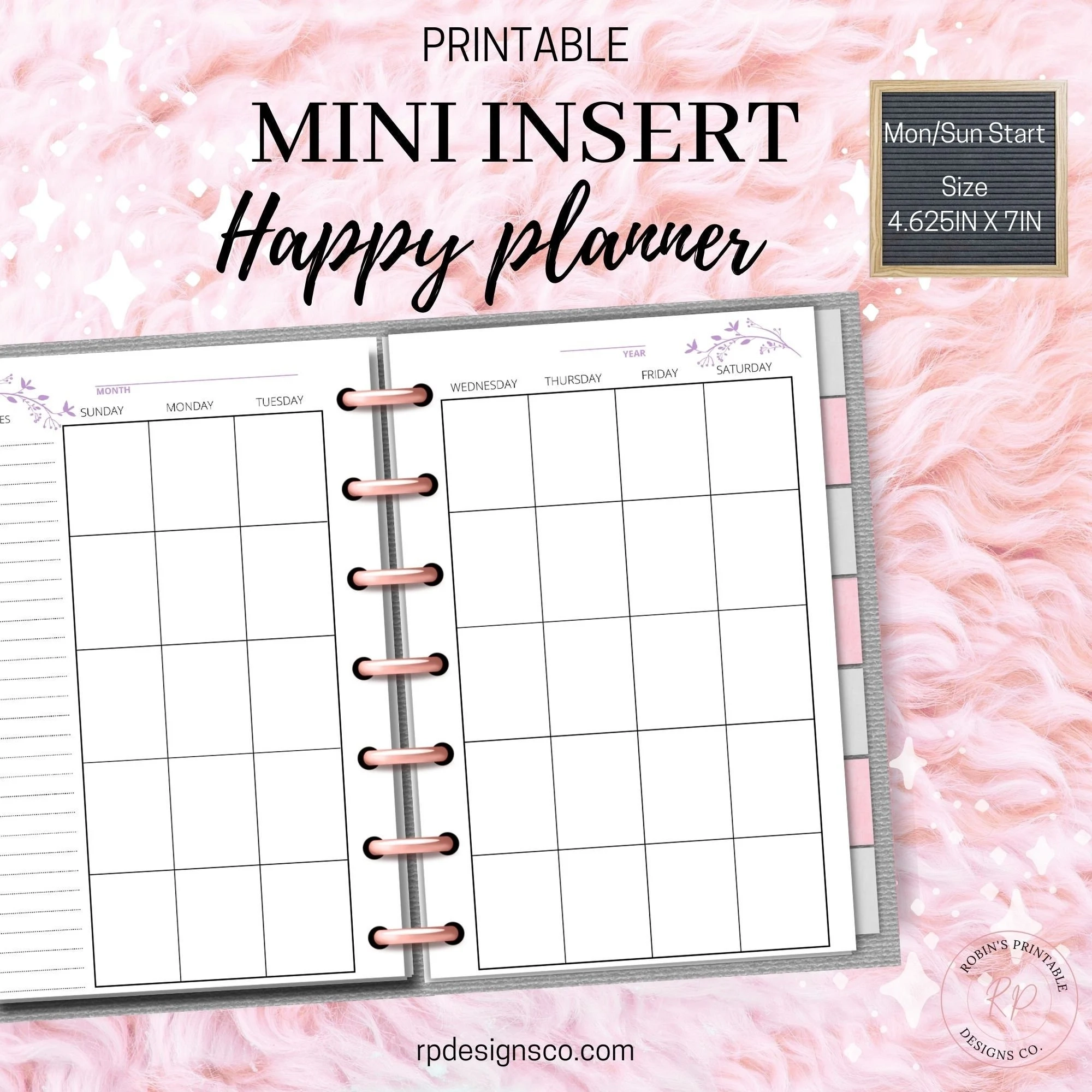 Mini Happy Planner Einlagen Undatiertes Monatliches Vertikales 