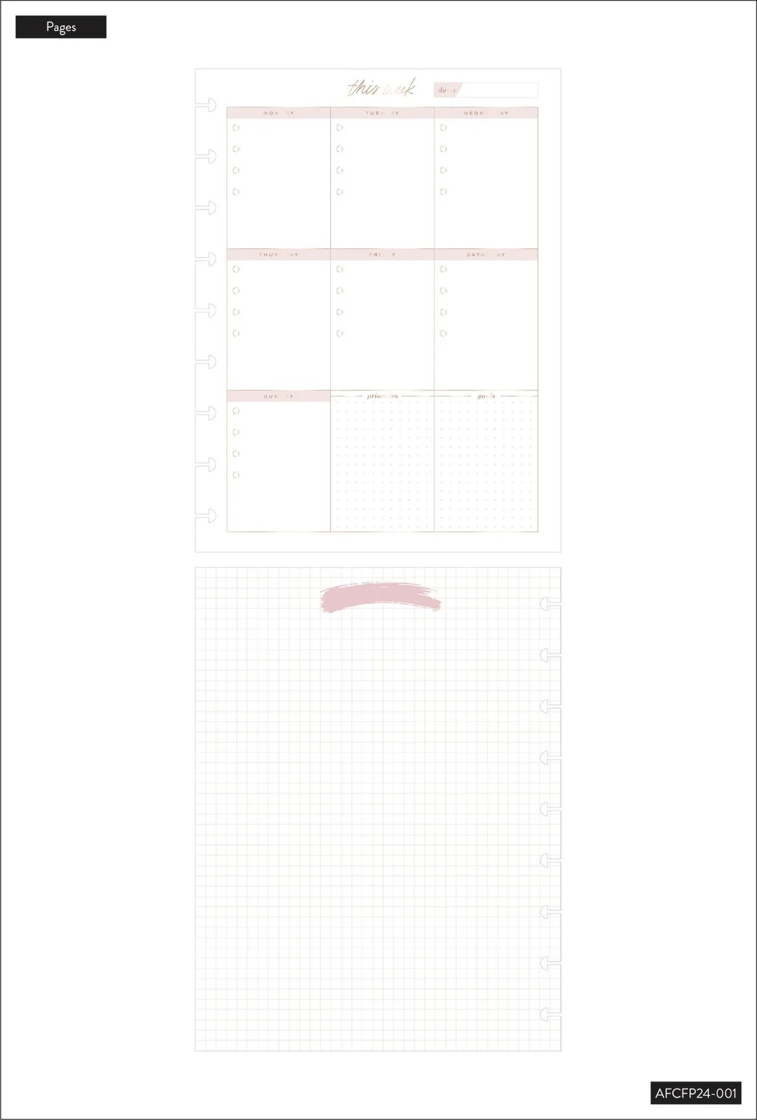 Minimalist Classic Filler Paper Weekly Schedule Happy Planner