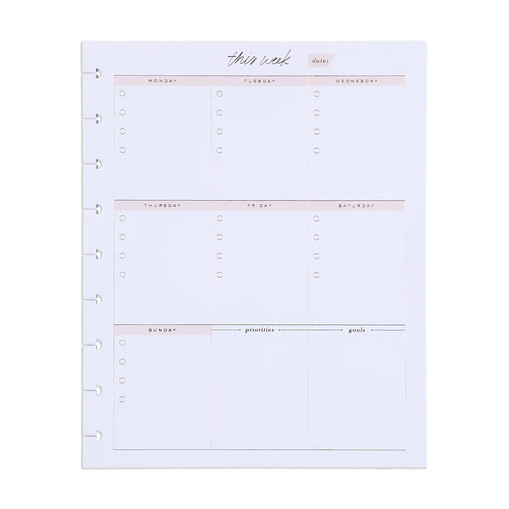 Minimalist Classic Filler Paper Weekly Schedule Happy Planner