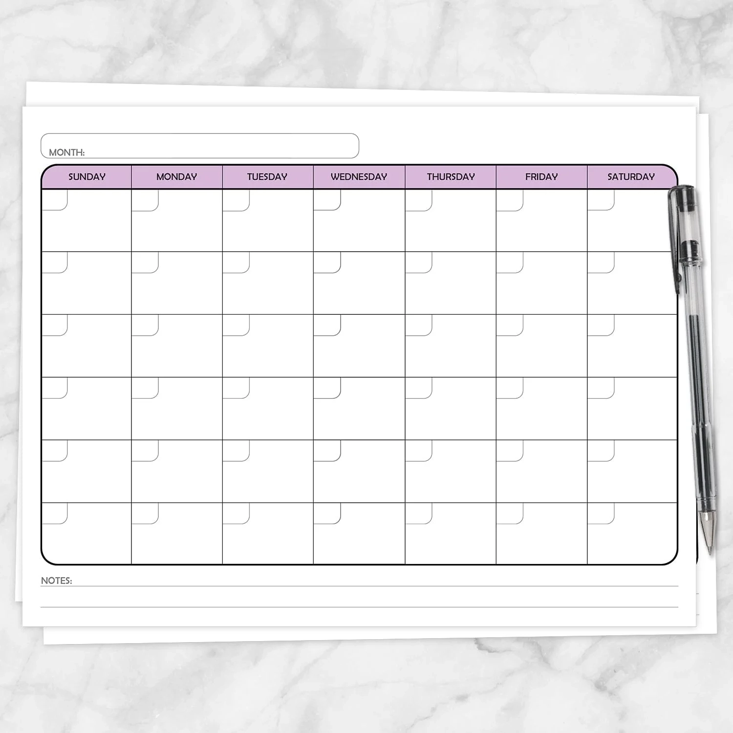 Blank Calendar Planner