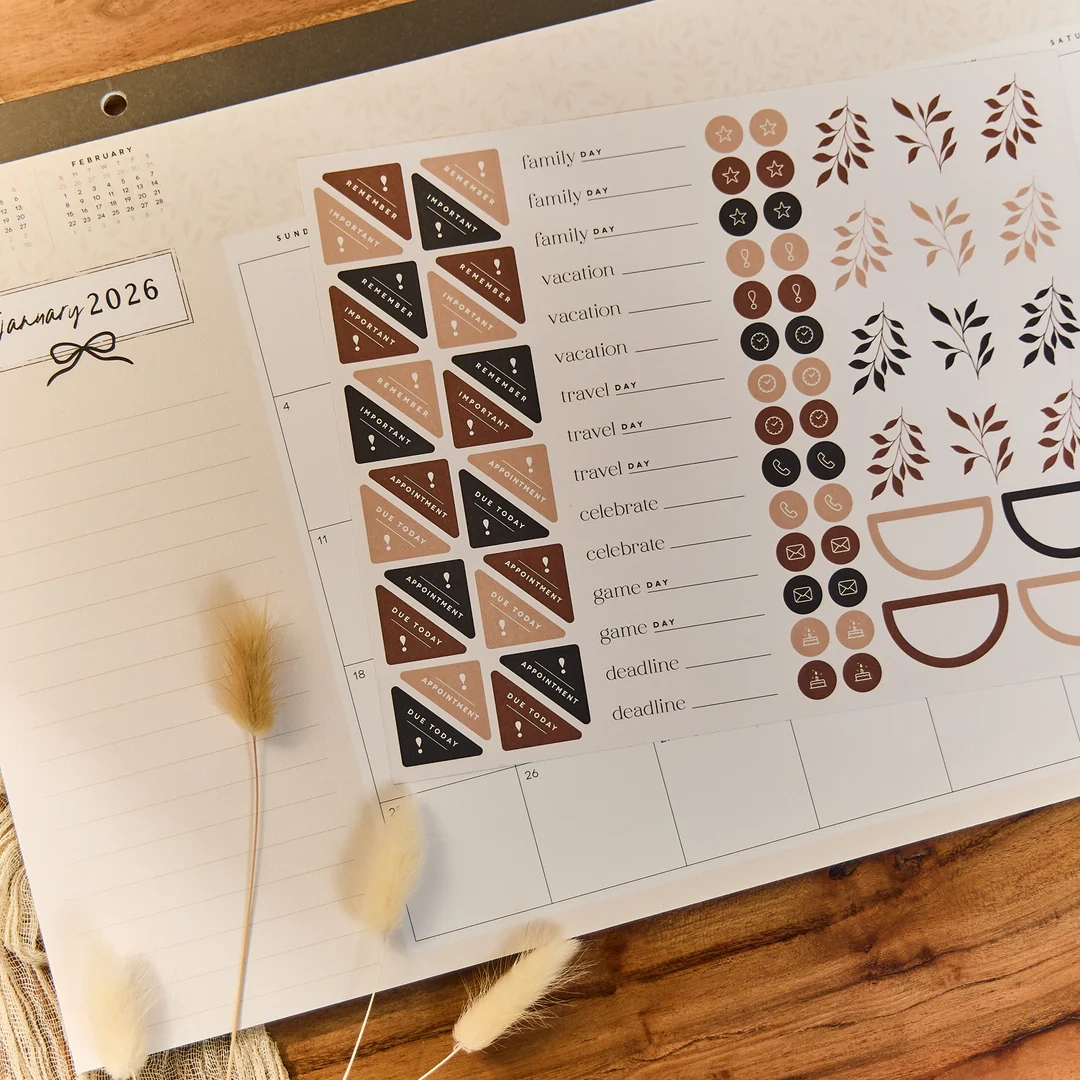 Modern Charm Small Desk Calendar 12 Months Happy Planner