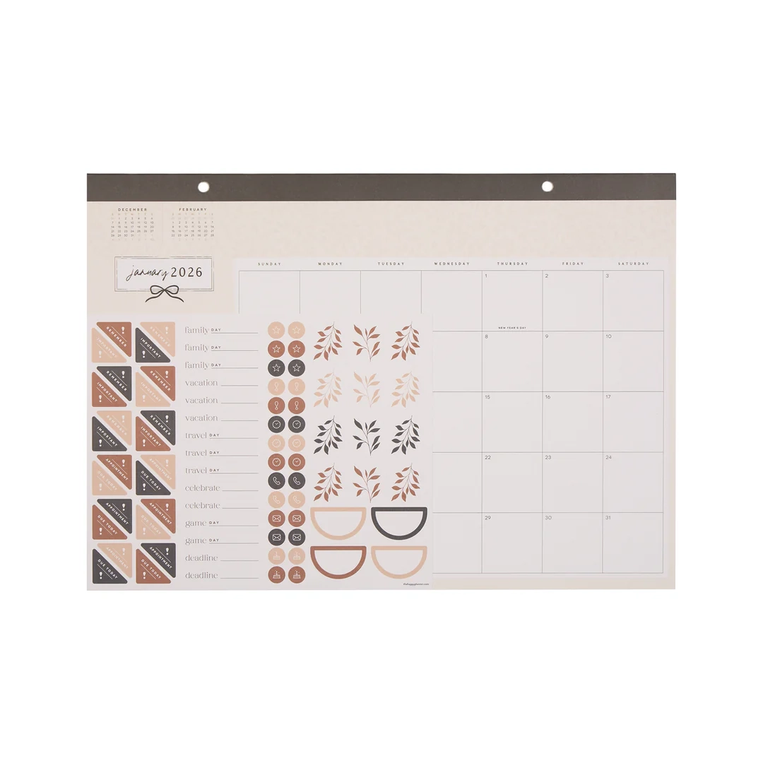 Modern Charm Small Desk Calendar 12 Months Happy Planner