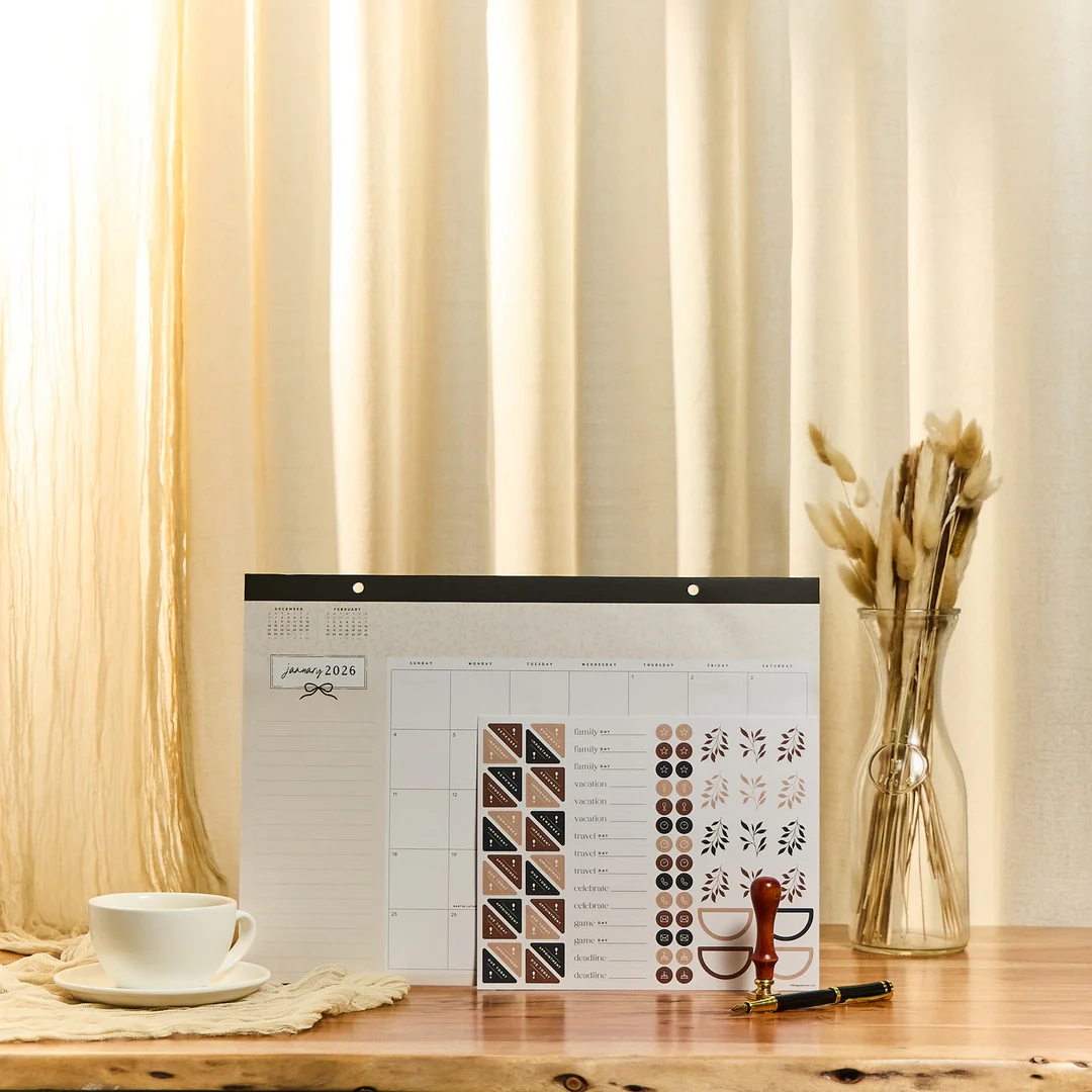 Modern Charm Small Desk Calendar 12 Months Happy Planner