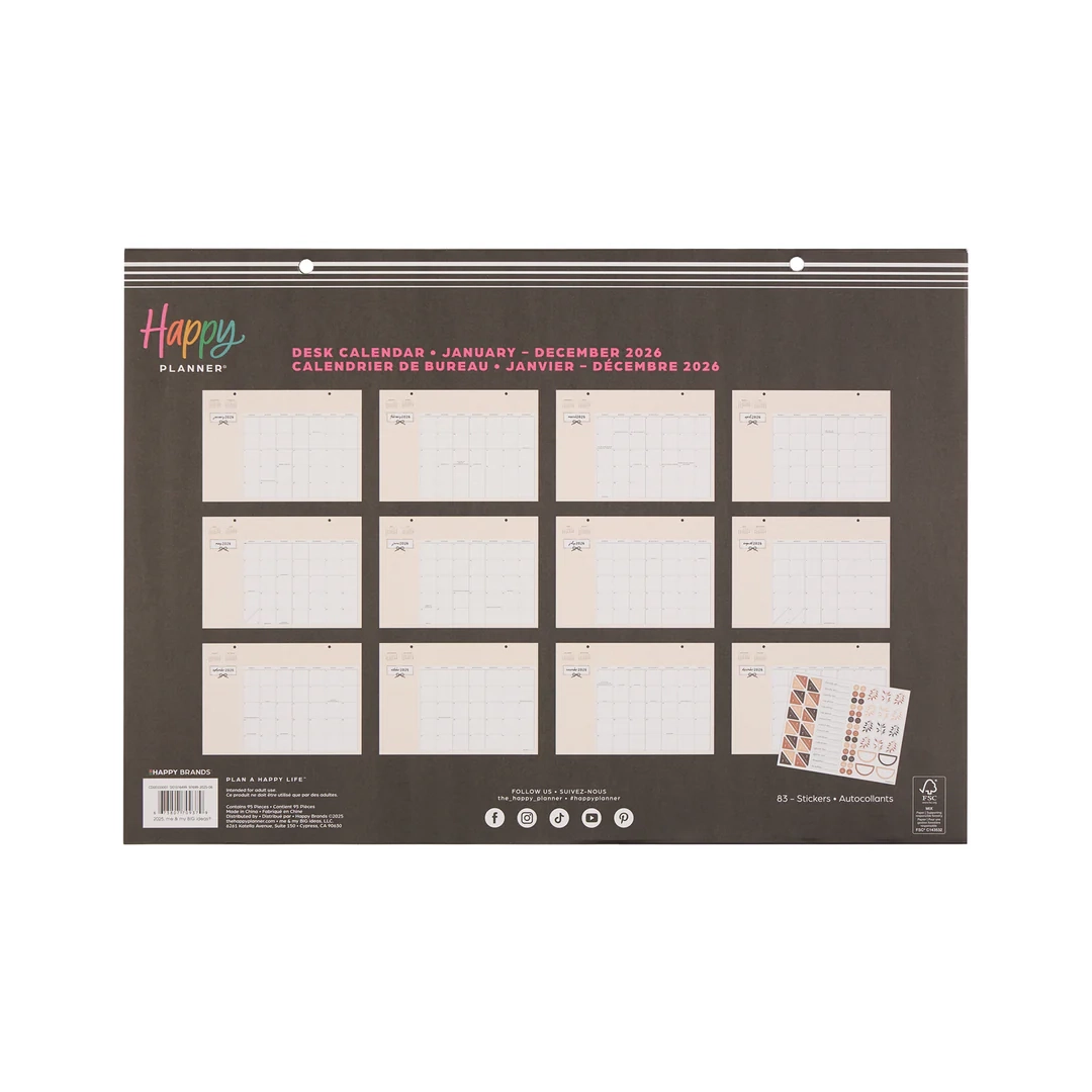 Modern Charm Small Desk Calendar 12 Months Happy Planner