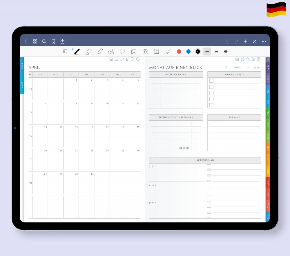 Monatsplaner Digitale Planer Vorlage PDF F r IPad GoodNotes 