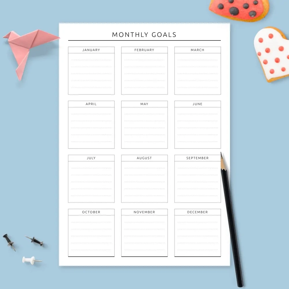Monthly Goals Calendar