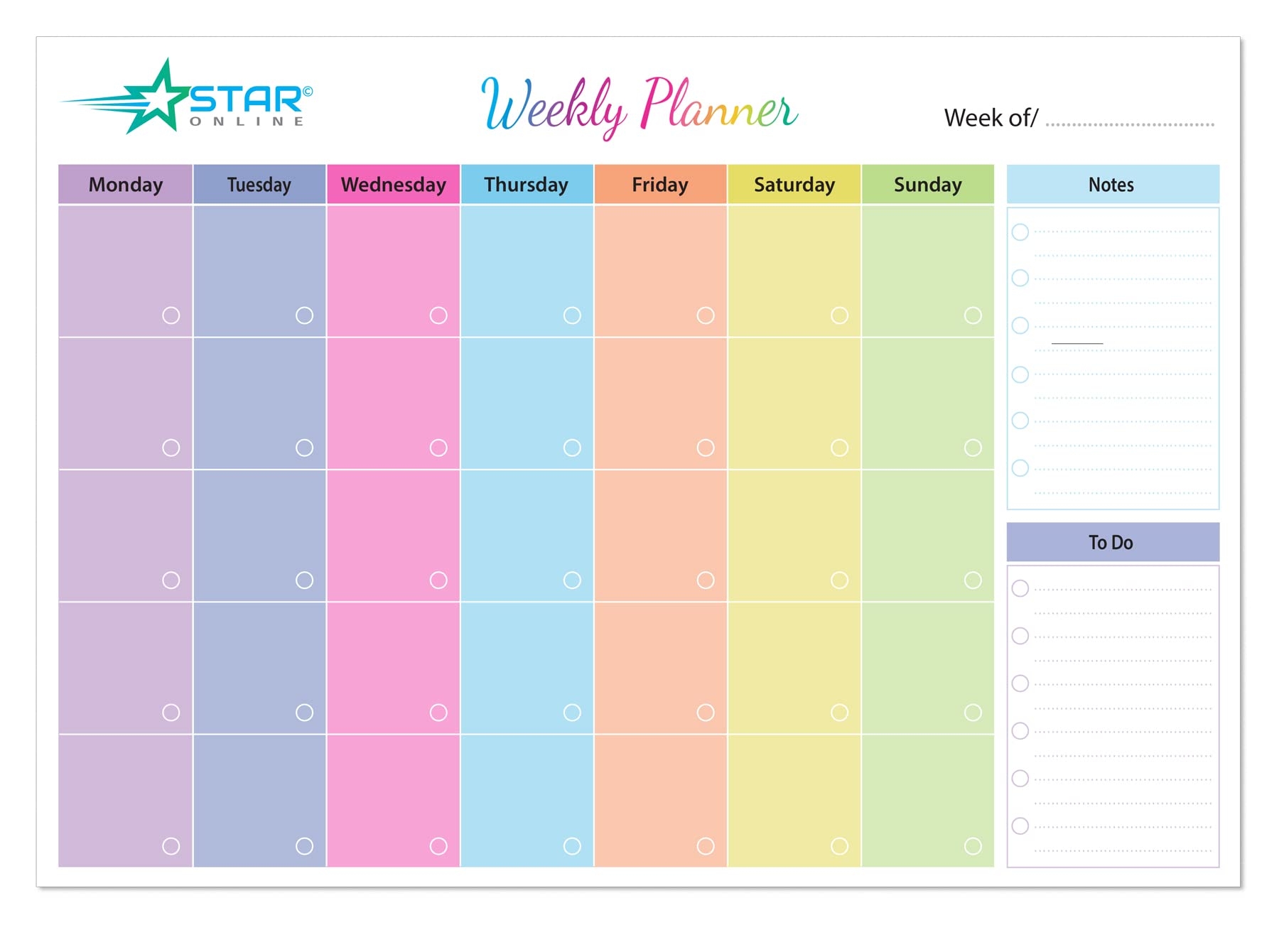Monthly Planner Pad Personal Organiser With 52 Colour Coded Days With Note Area Pages Notes Section Undated Calendar School Meal And Fitness 