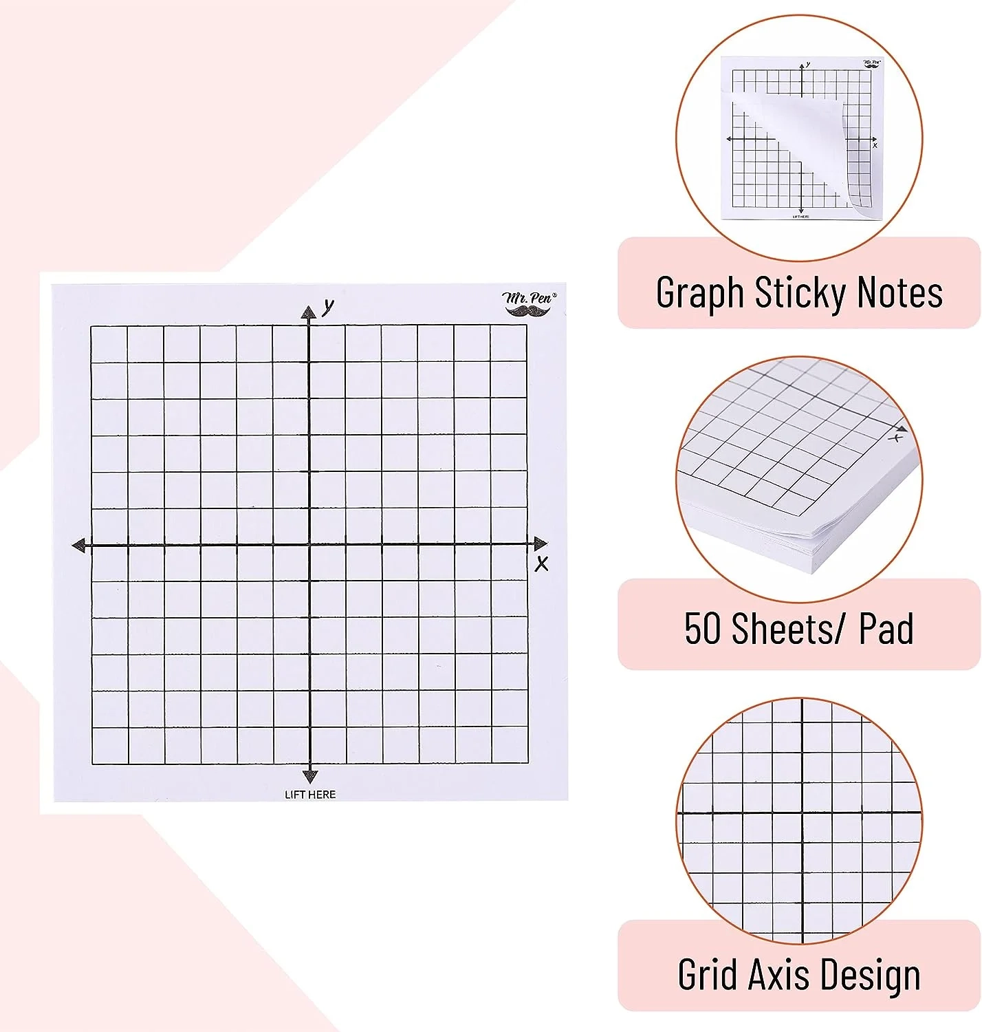 Mr Pen Sticky Notes 3x3 Inches White 50 Sheets Pack For Data 