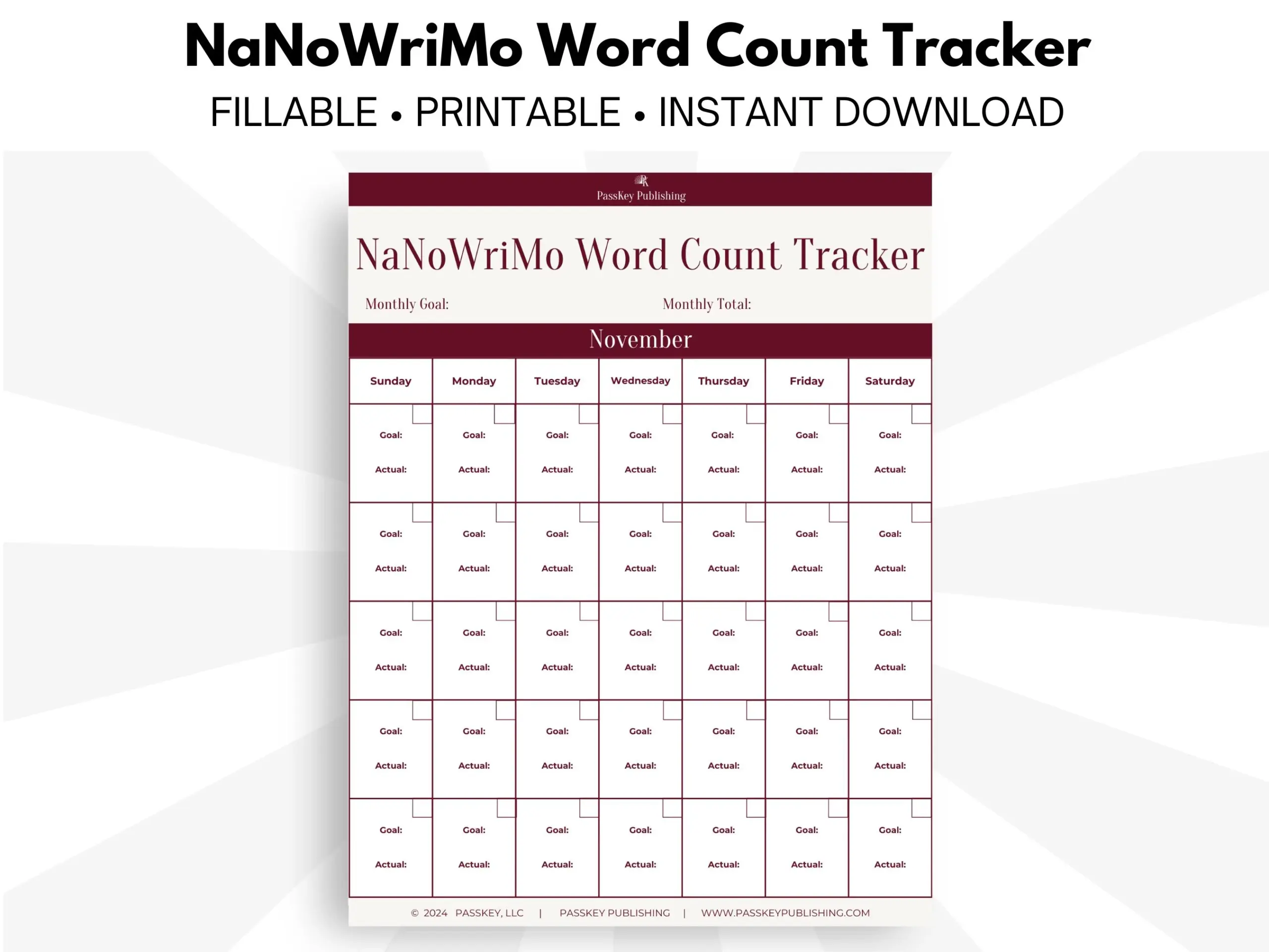 Nanowrimo Word Count Tracker undated Etsy