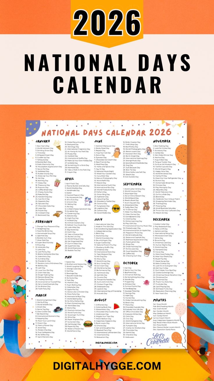 National Days Calendar 2026 Printable PDF
