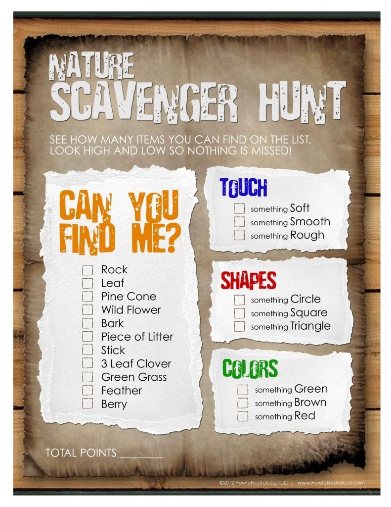 Nature Scavenger Hunt For The Kids FREE Printable How To Nest 