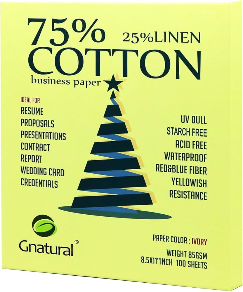 Neutral 75 Cotton 25 Linen Paper 85gsm Inkjet Laser Printing 