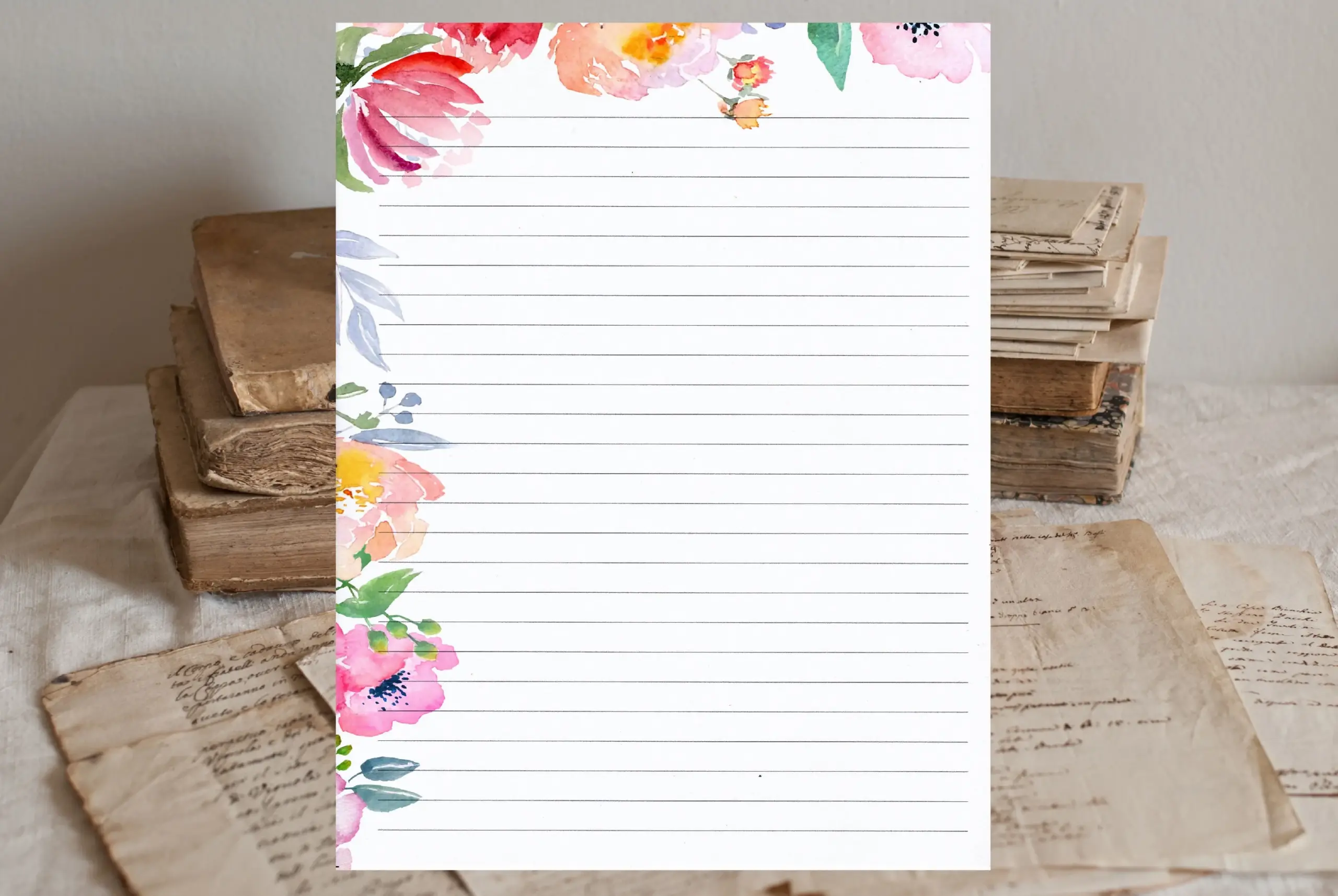 Nice Floral Edged Lined Writing Paper 8 5 X11 25 Sheets With 25 