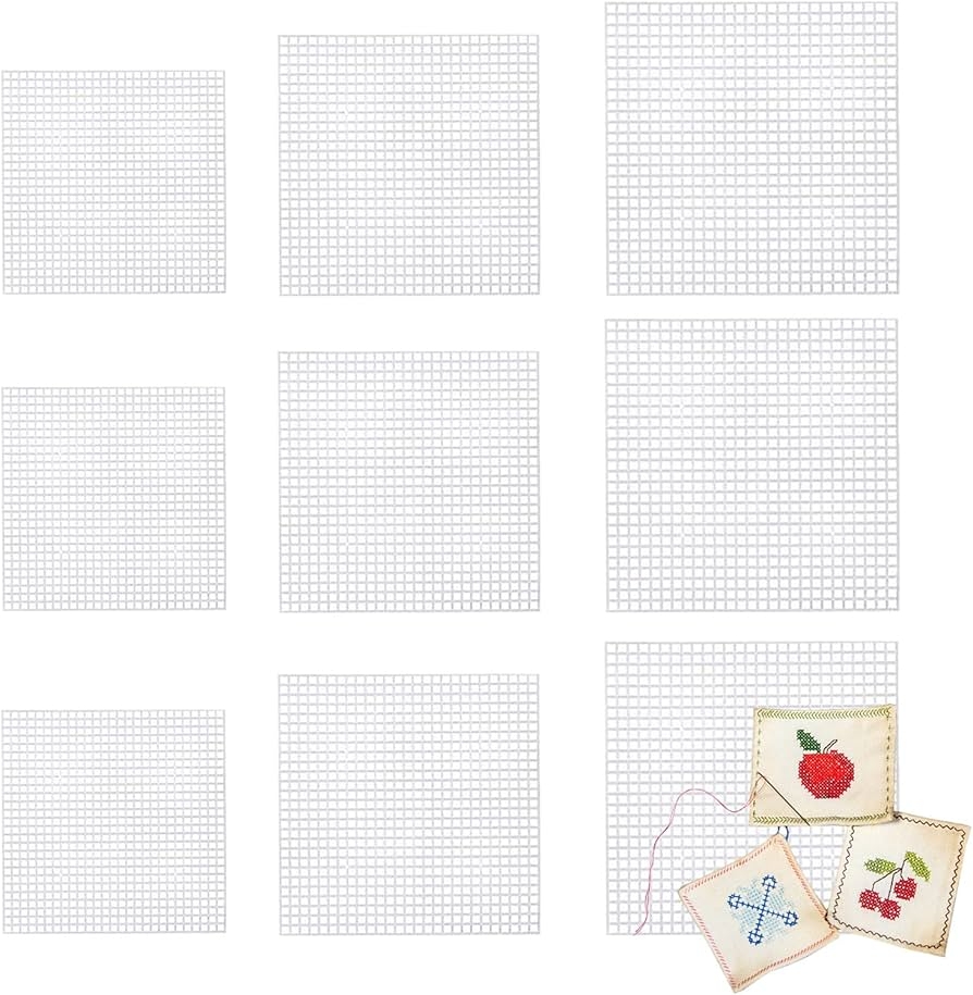NOMEY Pack Of 9 Canvas Embroidery Plastic Blank Mesh Plastic 