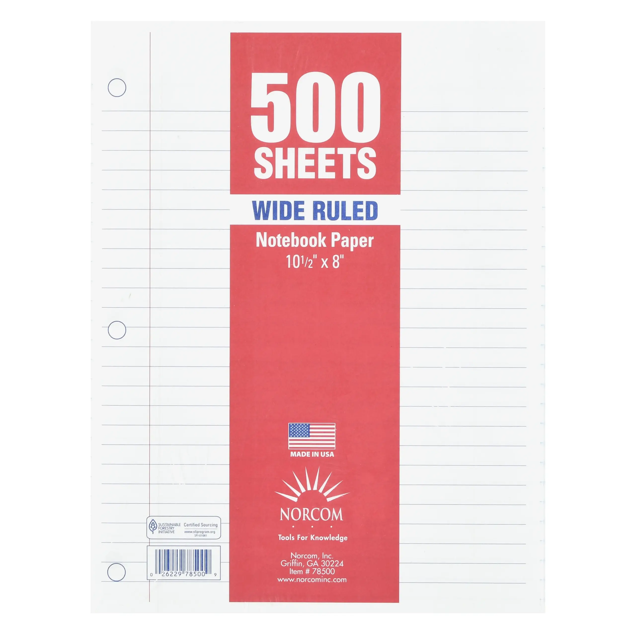 Norcom Filler Paper Wide Ruled 500 Pages 8 X 10 5 78500 