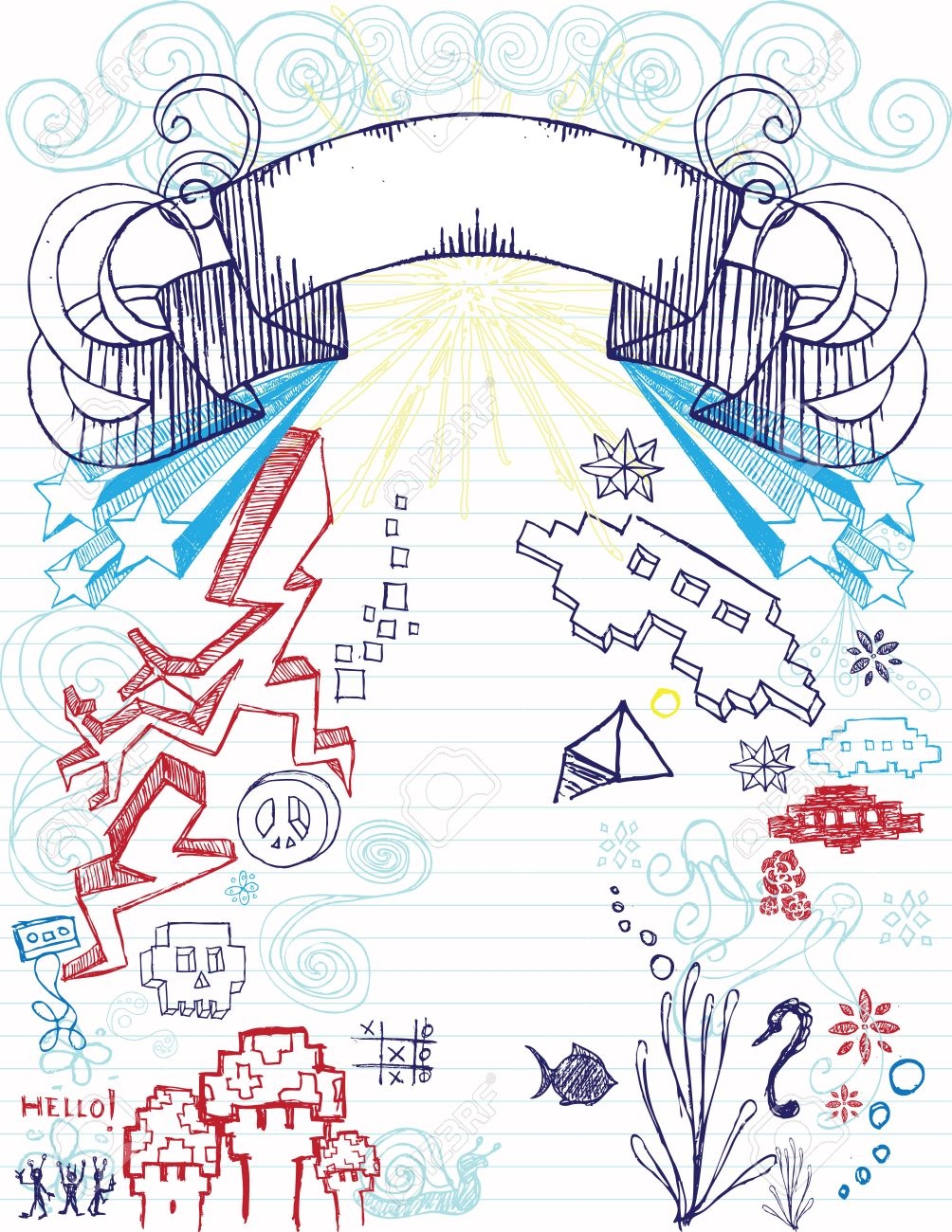 Notebook Doodles Hand Drawn Notebook Doodles On Lined Paper All 