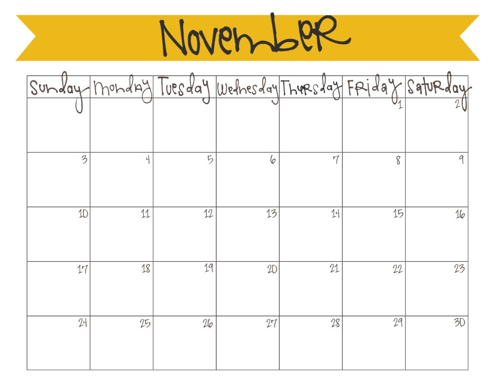 Free November Printable Calendar