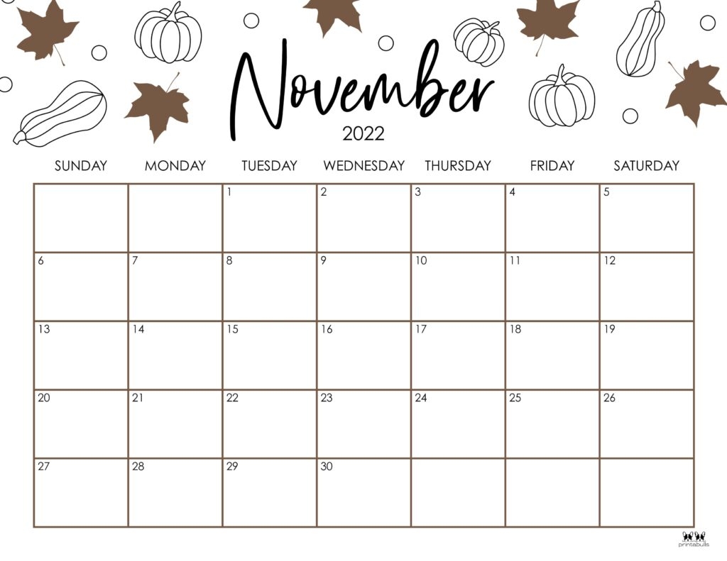 November Monthly Printable Calendar