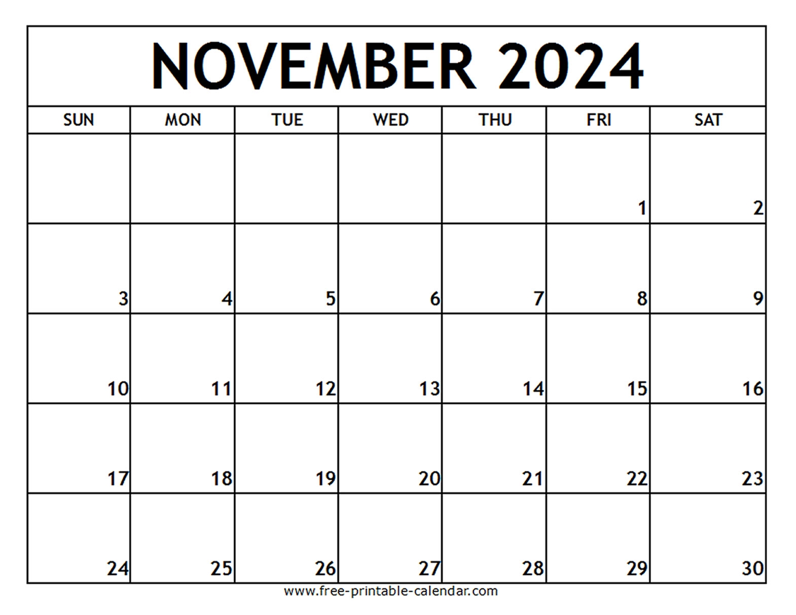 November 2024 Printable Calendar Free printable calendar