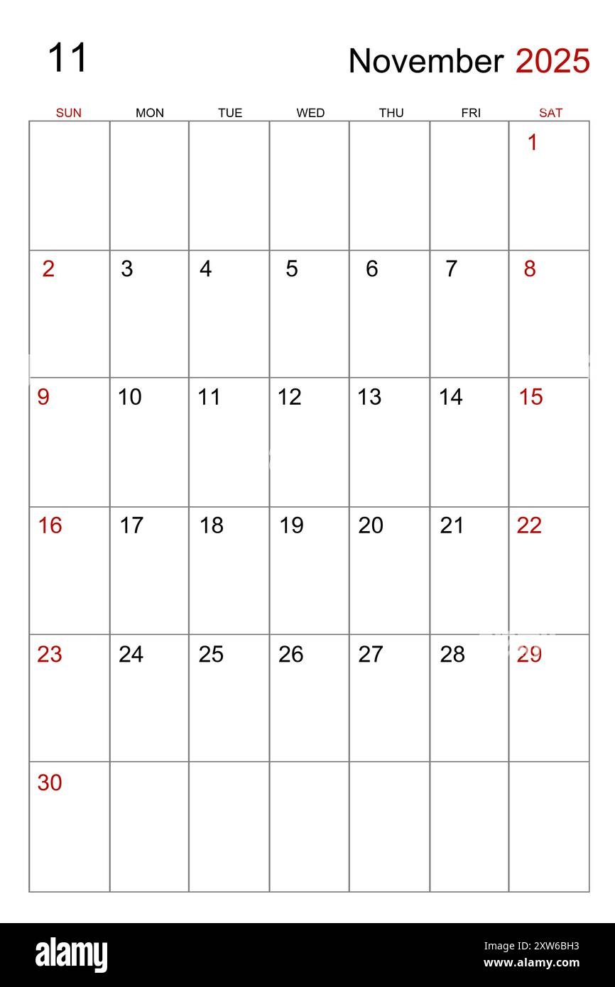Vertical Printable November Calendar