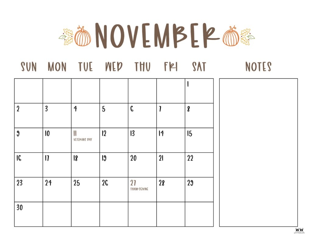 November 2025 Calendars 107 FREE Printables Printabulls