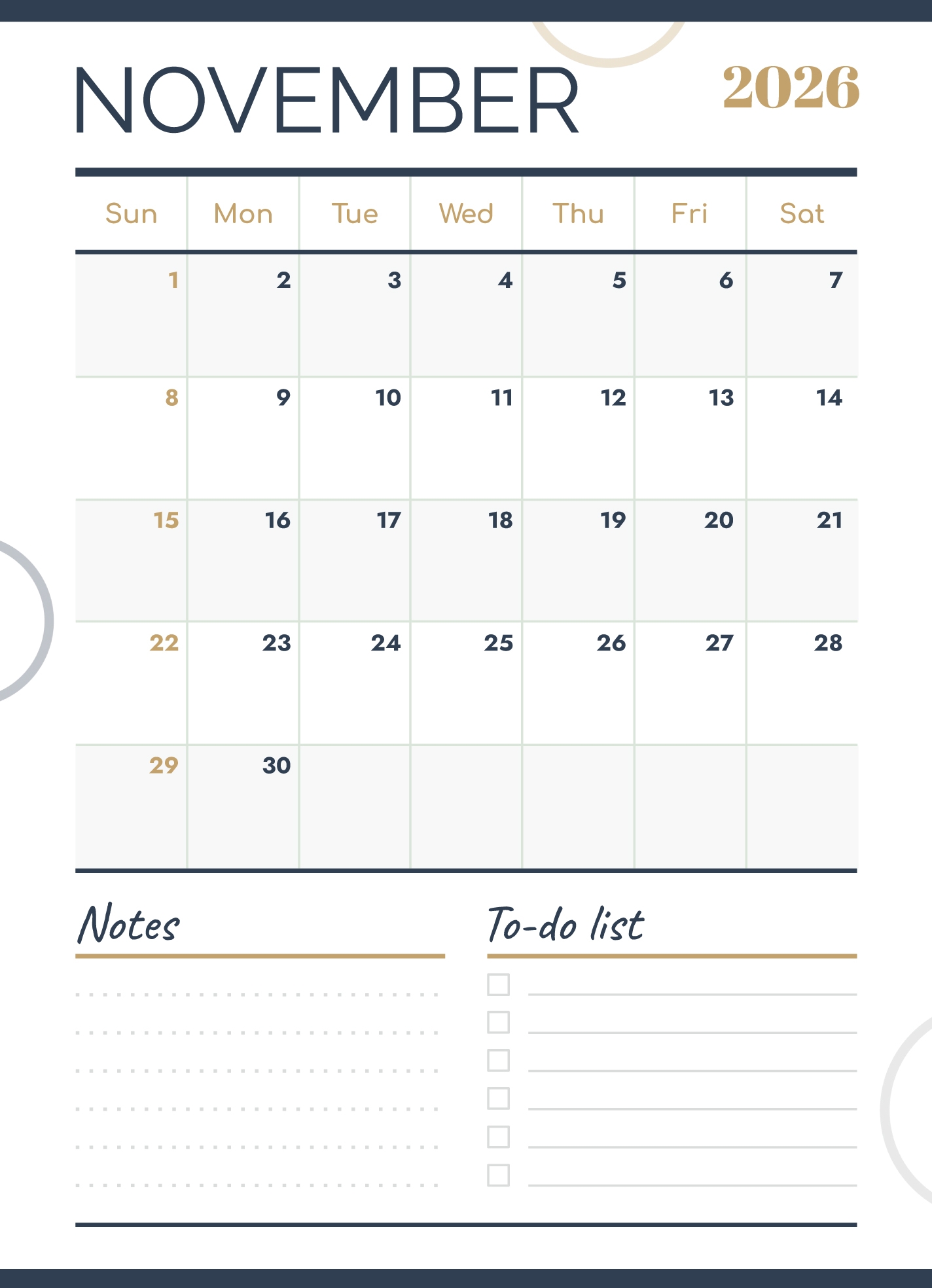 November 2026 Calendar Free Google Docs Template Gdoc io