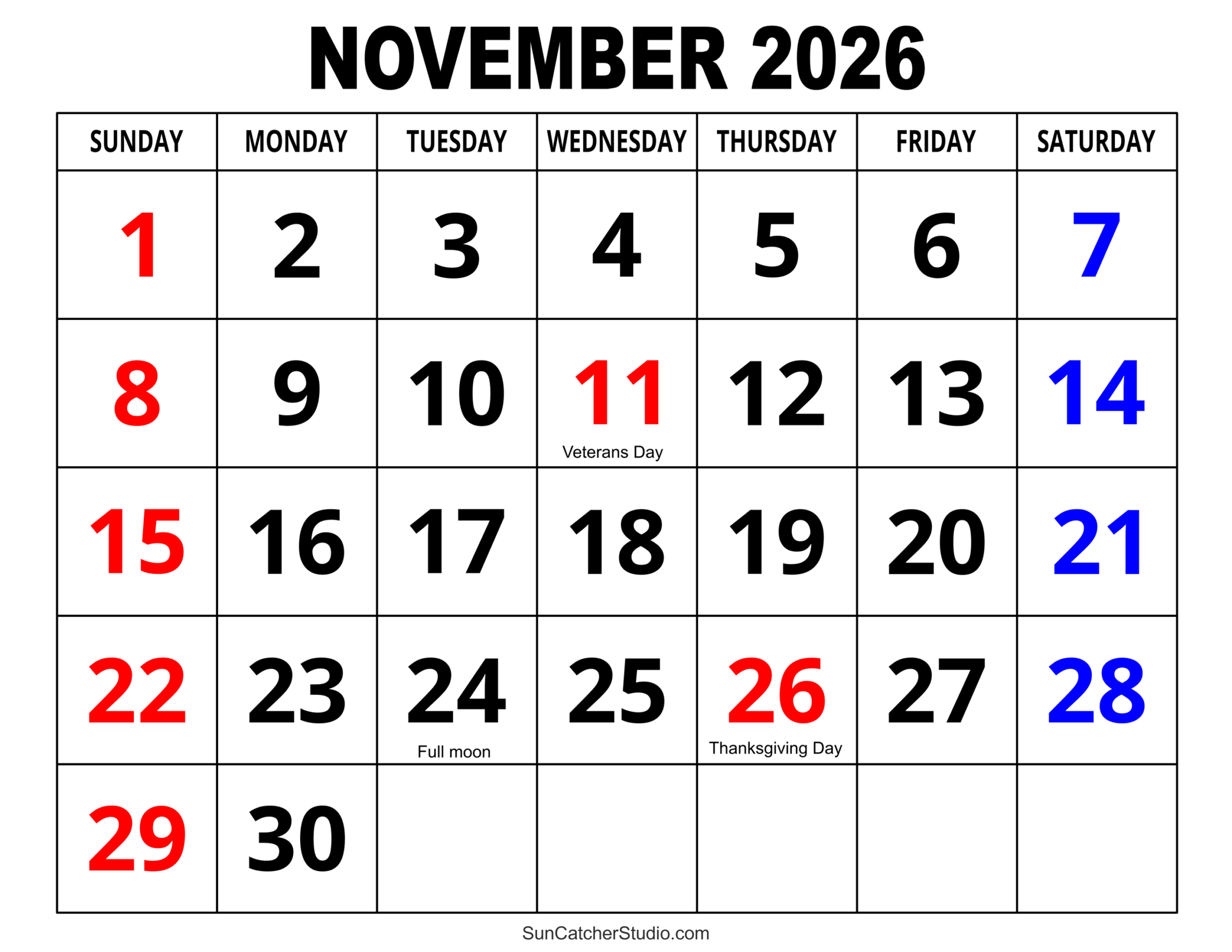 2026 And 2026 Calendar Printable November