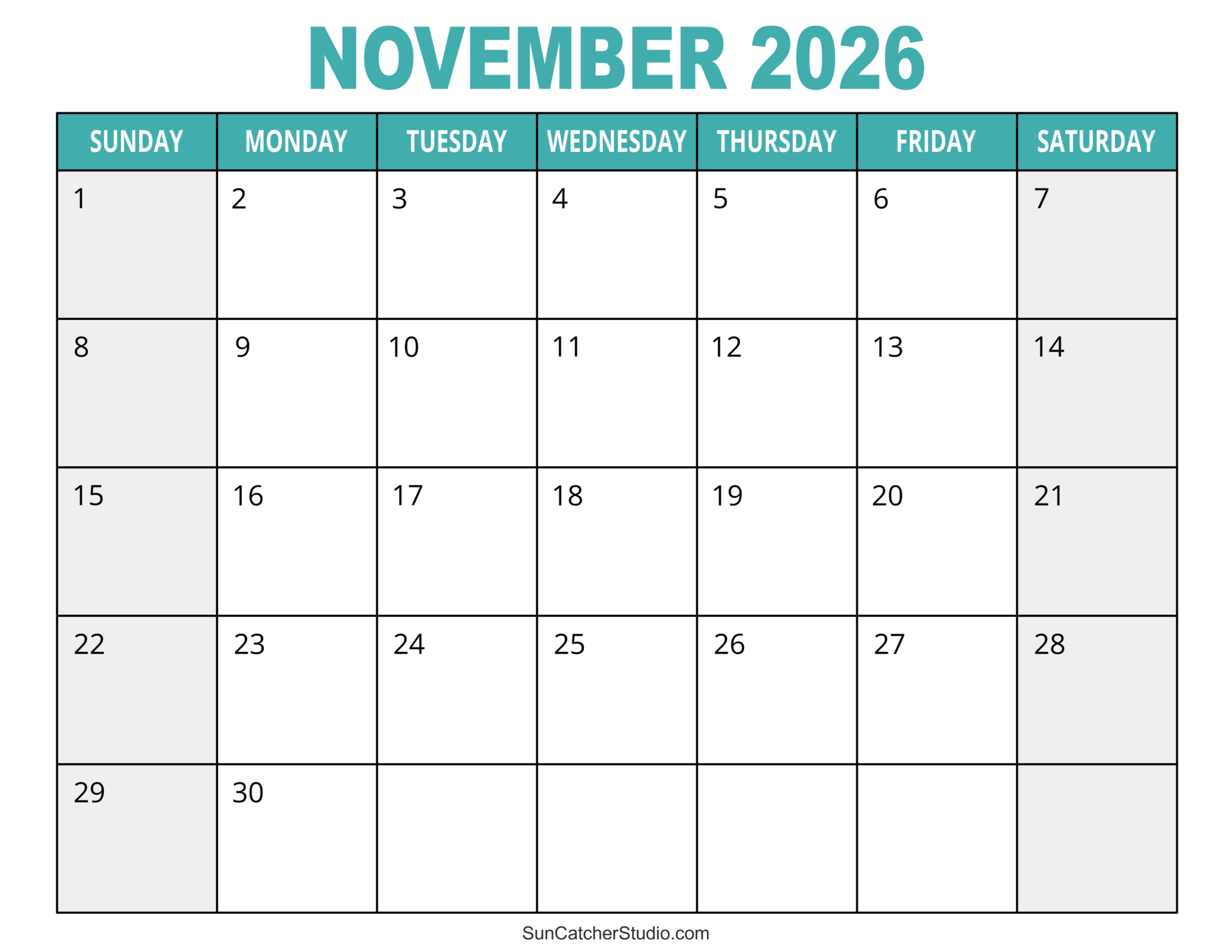 November 2026 Calendar Free Printable Free Printables 