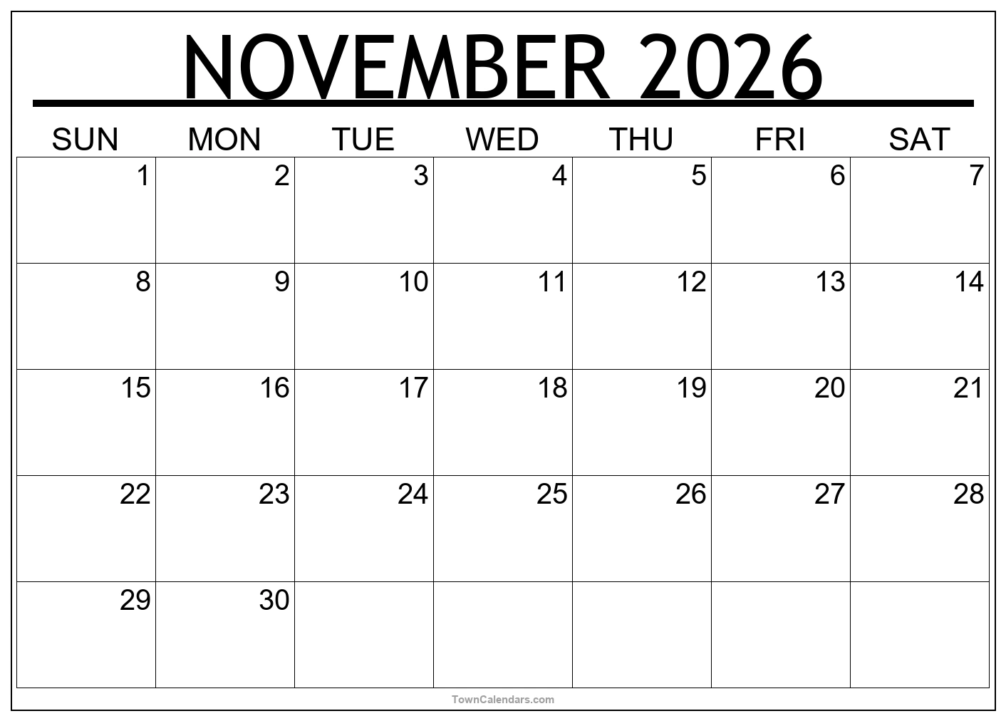 November 2026 Calendar Free Printable PDF Templates 4 Designs 