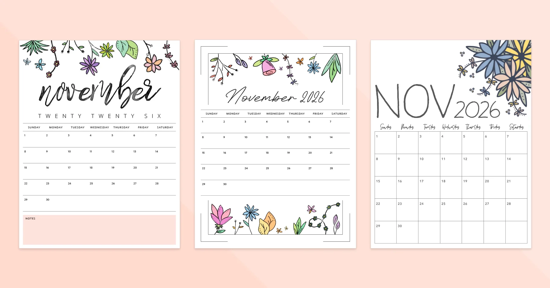 Easy Free Printable Calendar November 2026