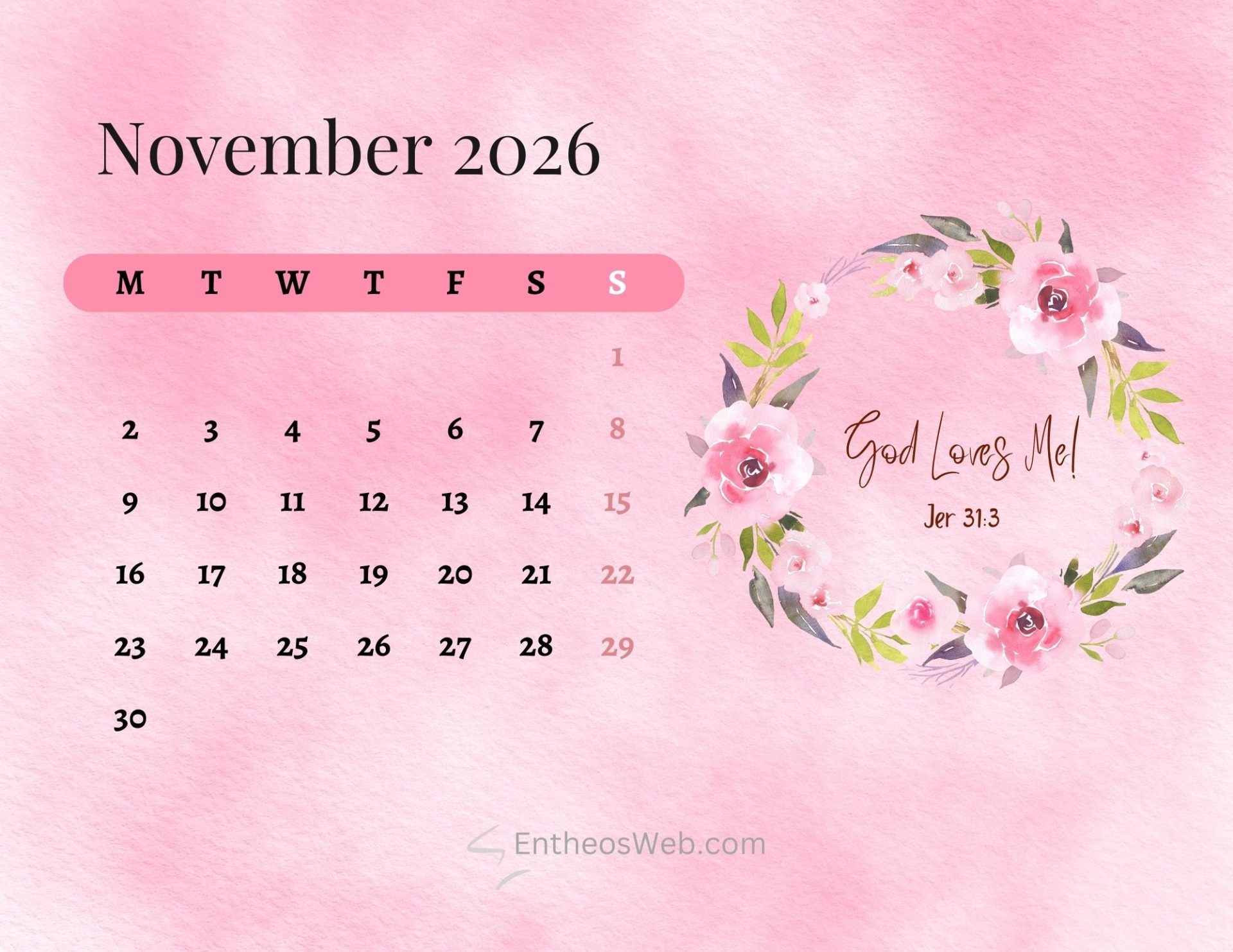 November 2026 Calendar Printables EntheosWeb