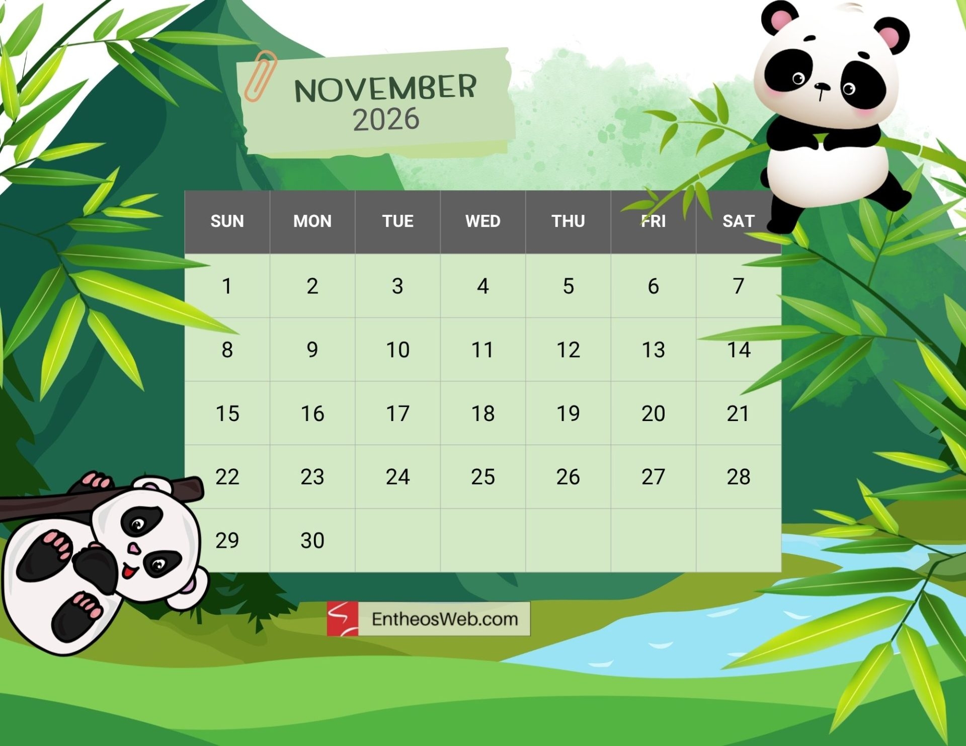 November 2026 Calendar Printables EntheosWeb