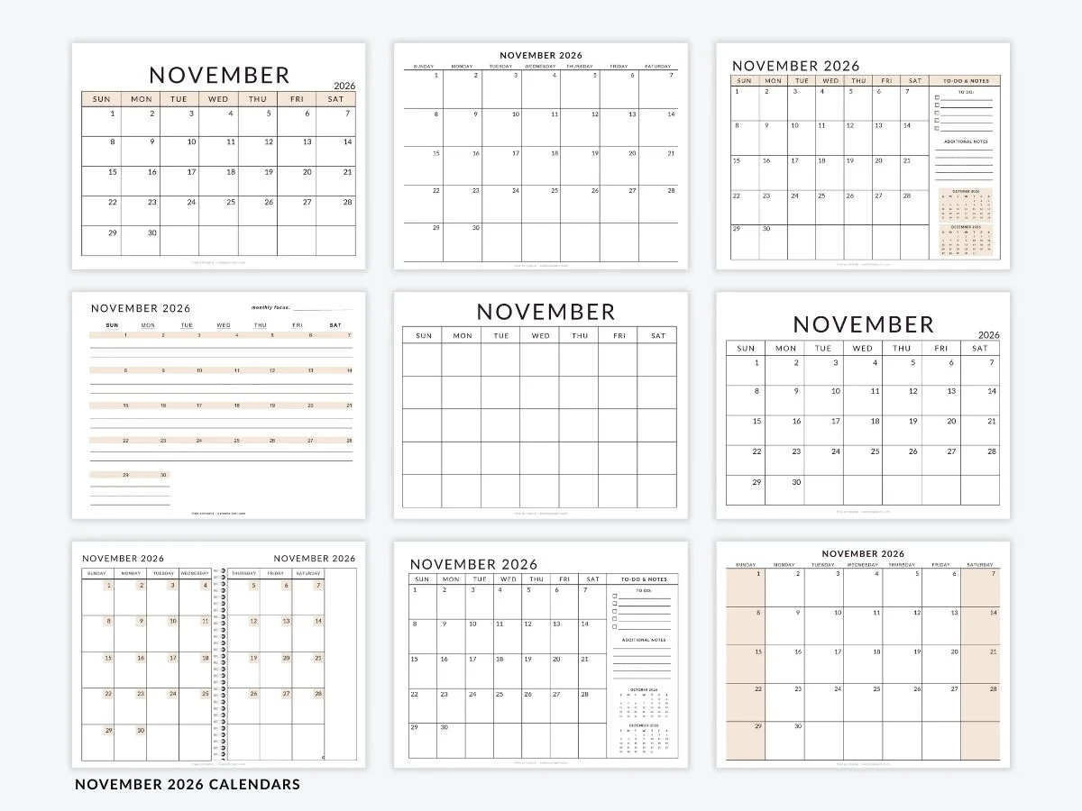 November 2026 December 2027 Calendar Printable