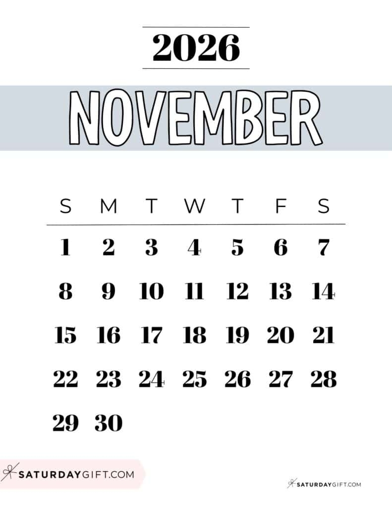 November Blank Calendar 2026 Pdf