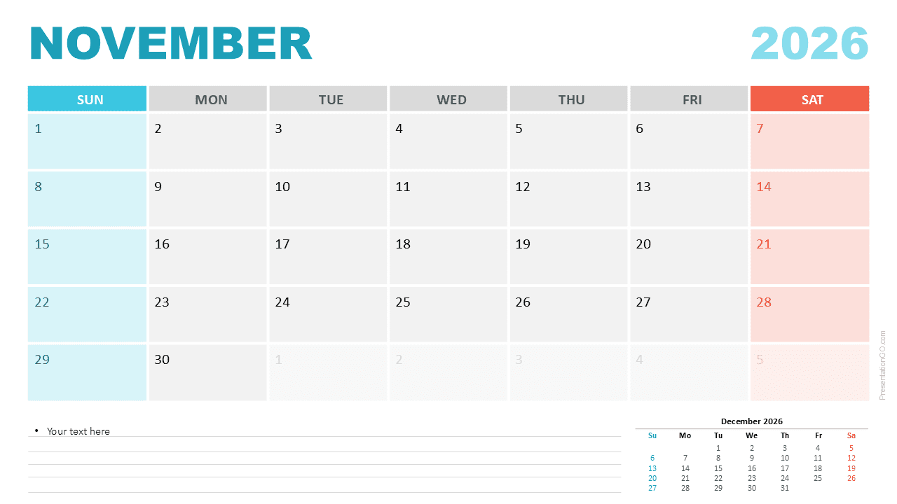 November 2026 Monthly Calendar For PowerPoint amp Google Slides