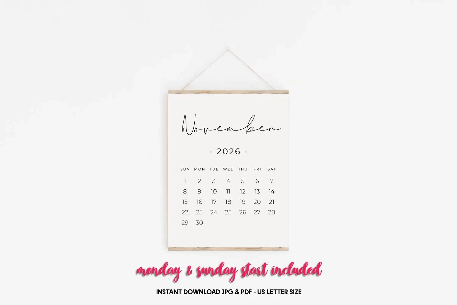 November 2026 Printable Calendar Pregnancy Calendar Digital 