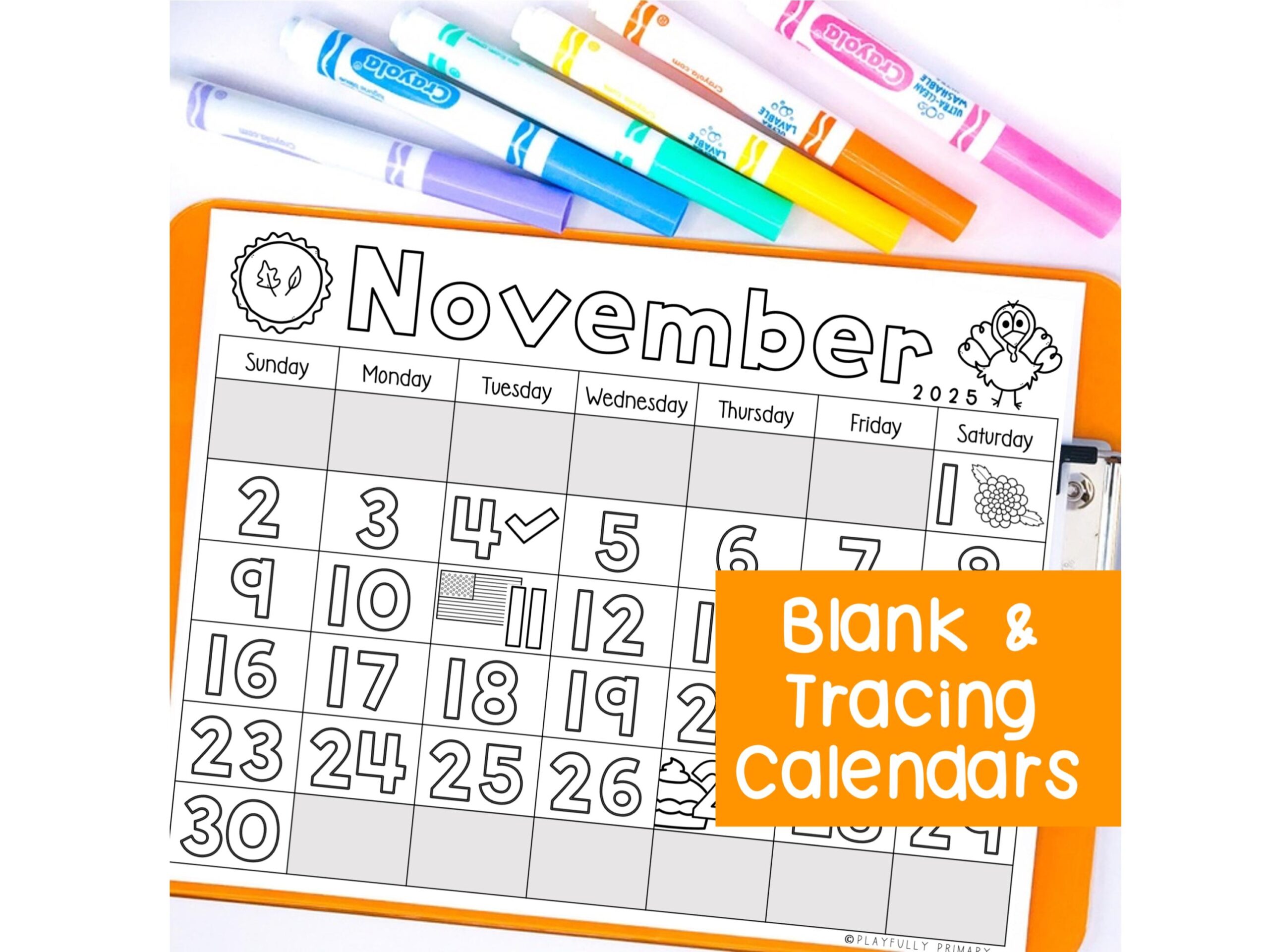 November Calendar 2026 Printable Calendar Tracing Worksheet 