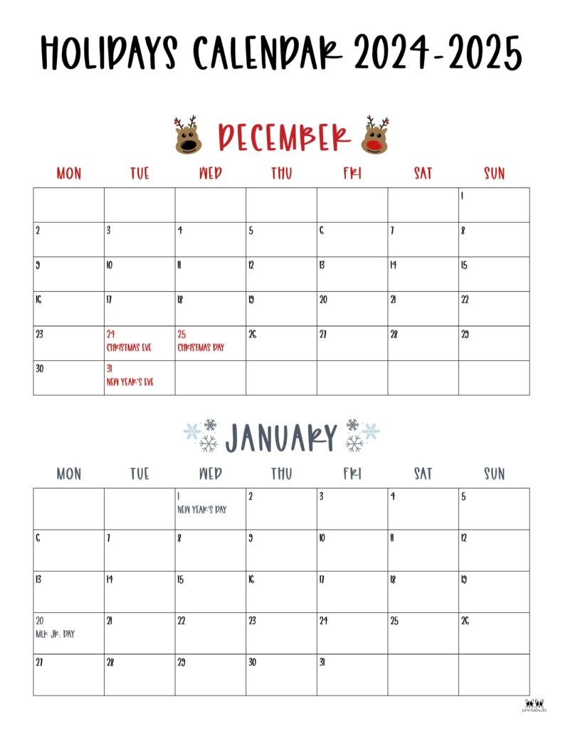 November December 2024 Calendars 28 Printables Printabulls