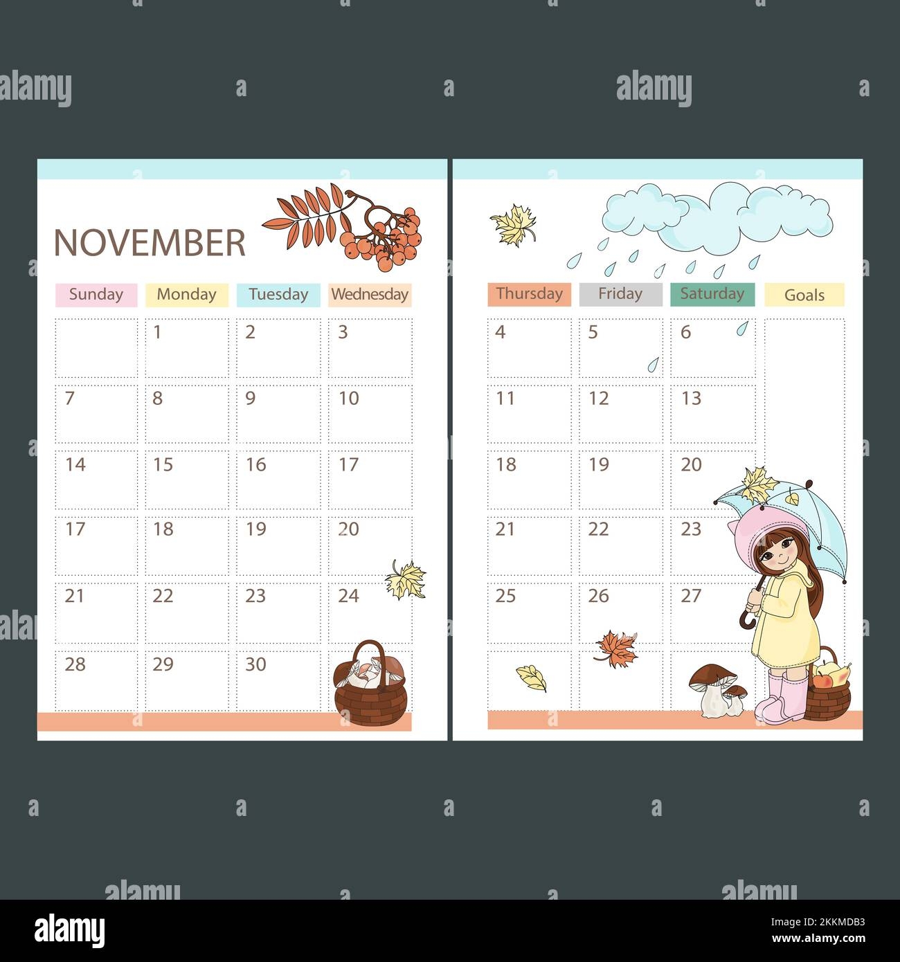 NOVEMBER PLANNER 2021 Monthly Calendar Printable Page Template 
