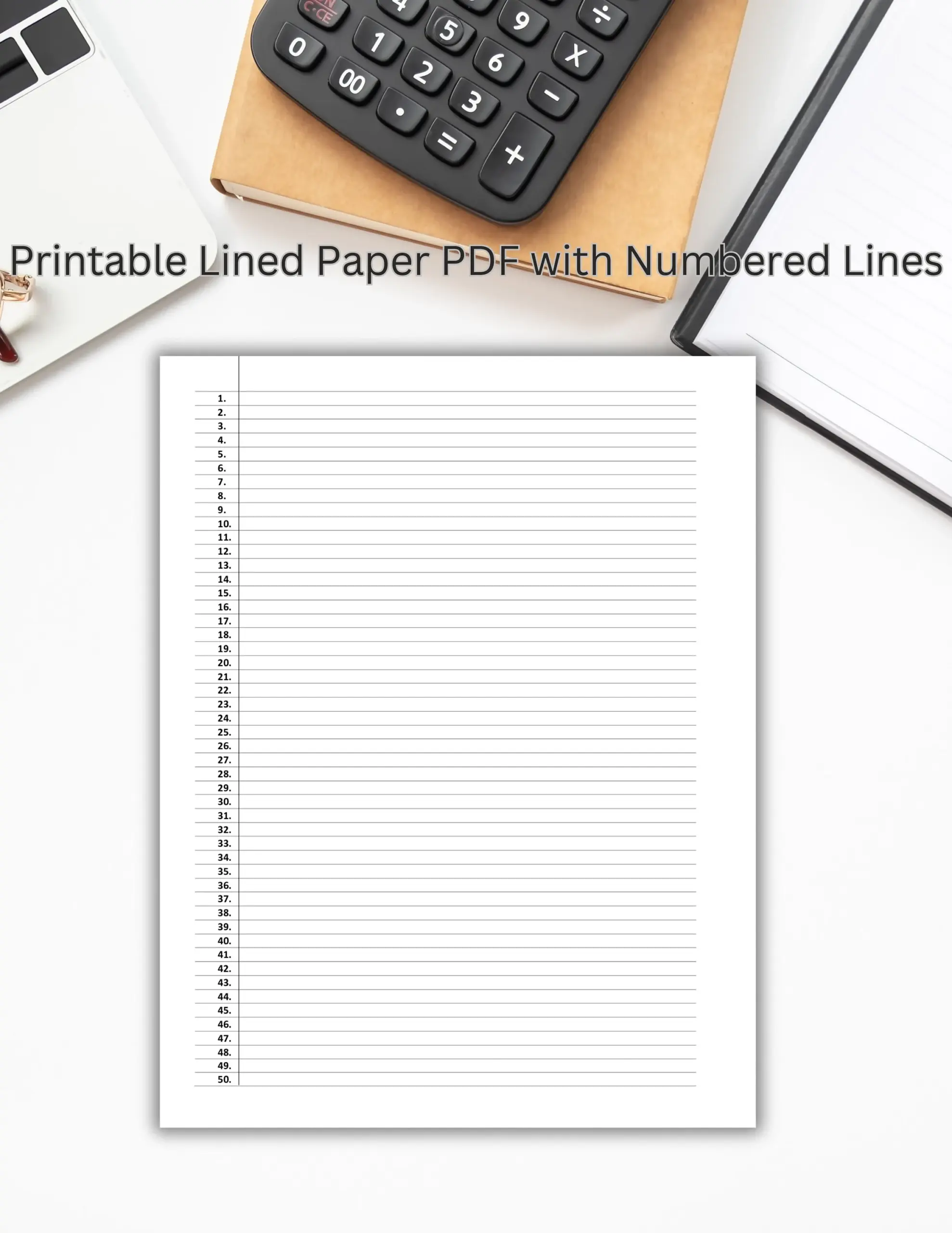 Numbered Lined Paper Printable Lined Paper PDF With Numbered Lines 